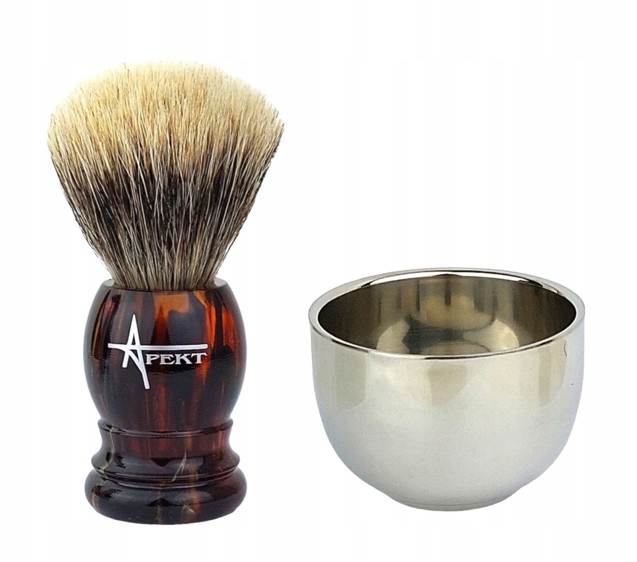 PĘDZEL DO GOLENIA BORSUK FINE TYGIEL MISECZKA METALOWA NA MYDŁO