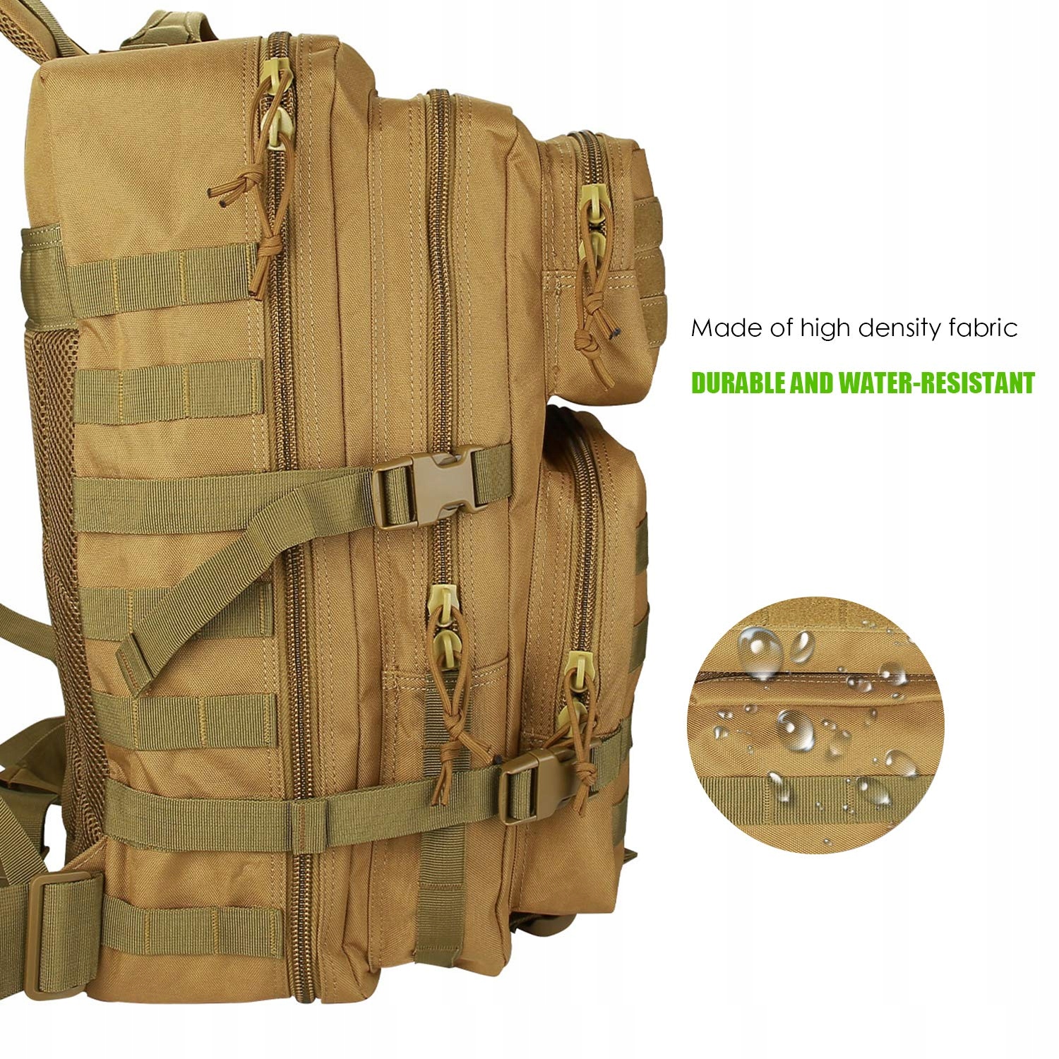 PROCASE Plecak Taktyczny 40L Duża Pojemność Na Wędrówki Kemping Khaki — miniatura 2