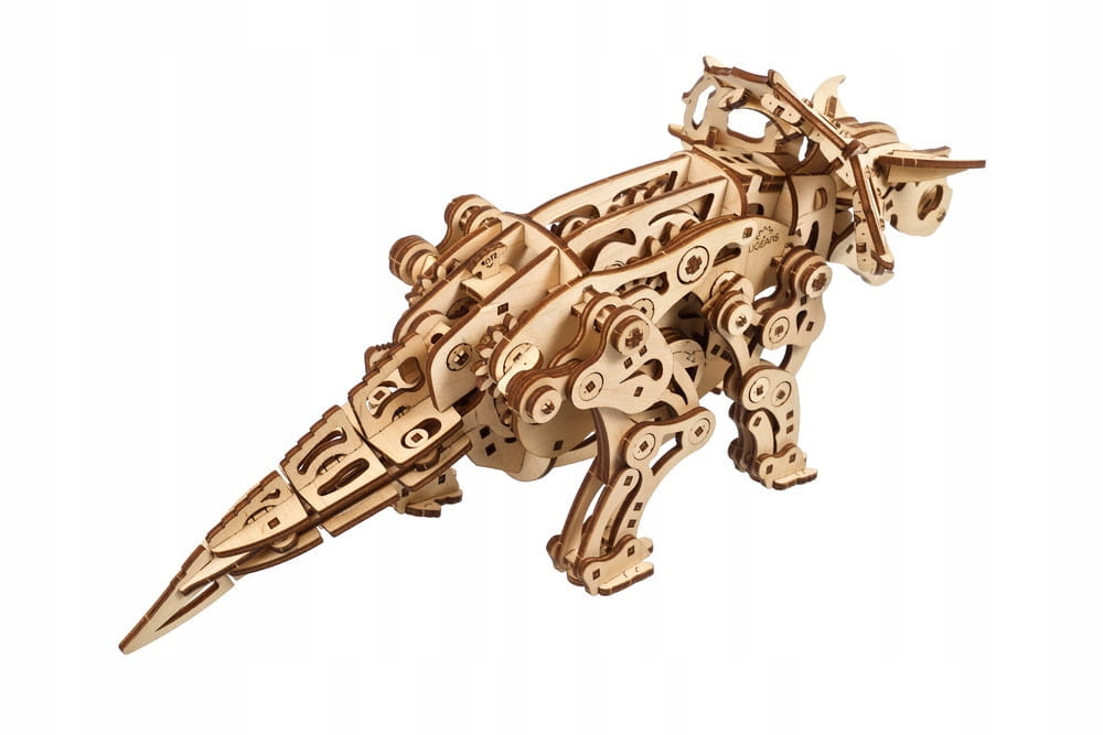 Dinozaur Triceratops Ugears drewniany model 3d gratis próbka kawy 50g Kolekcja Mechaniczne Modele