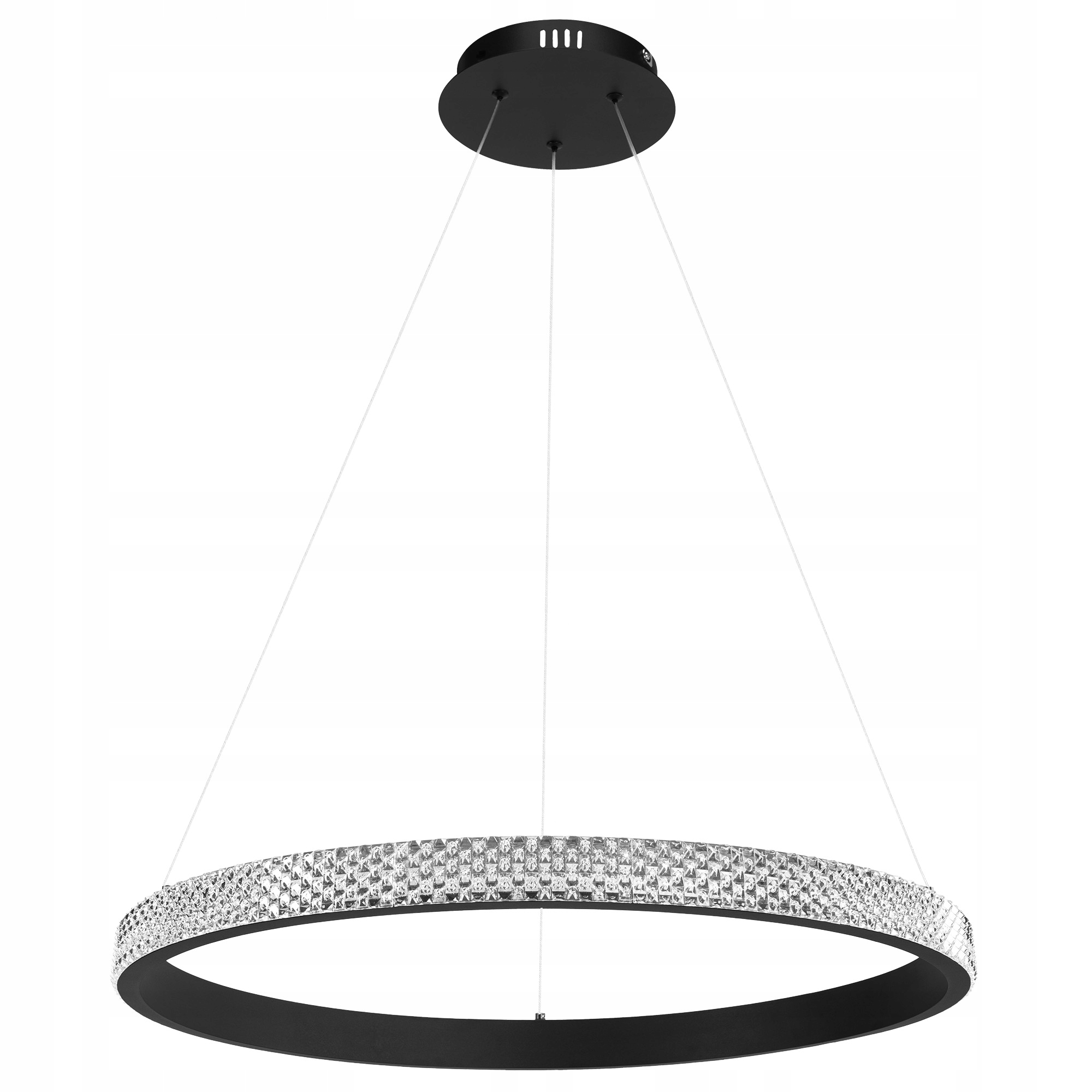 Závesná Stropná Led Lampa Čierna Krištáľová Okrúhla Glamour XXL Toolight