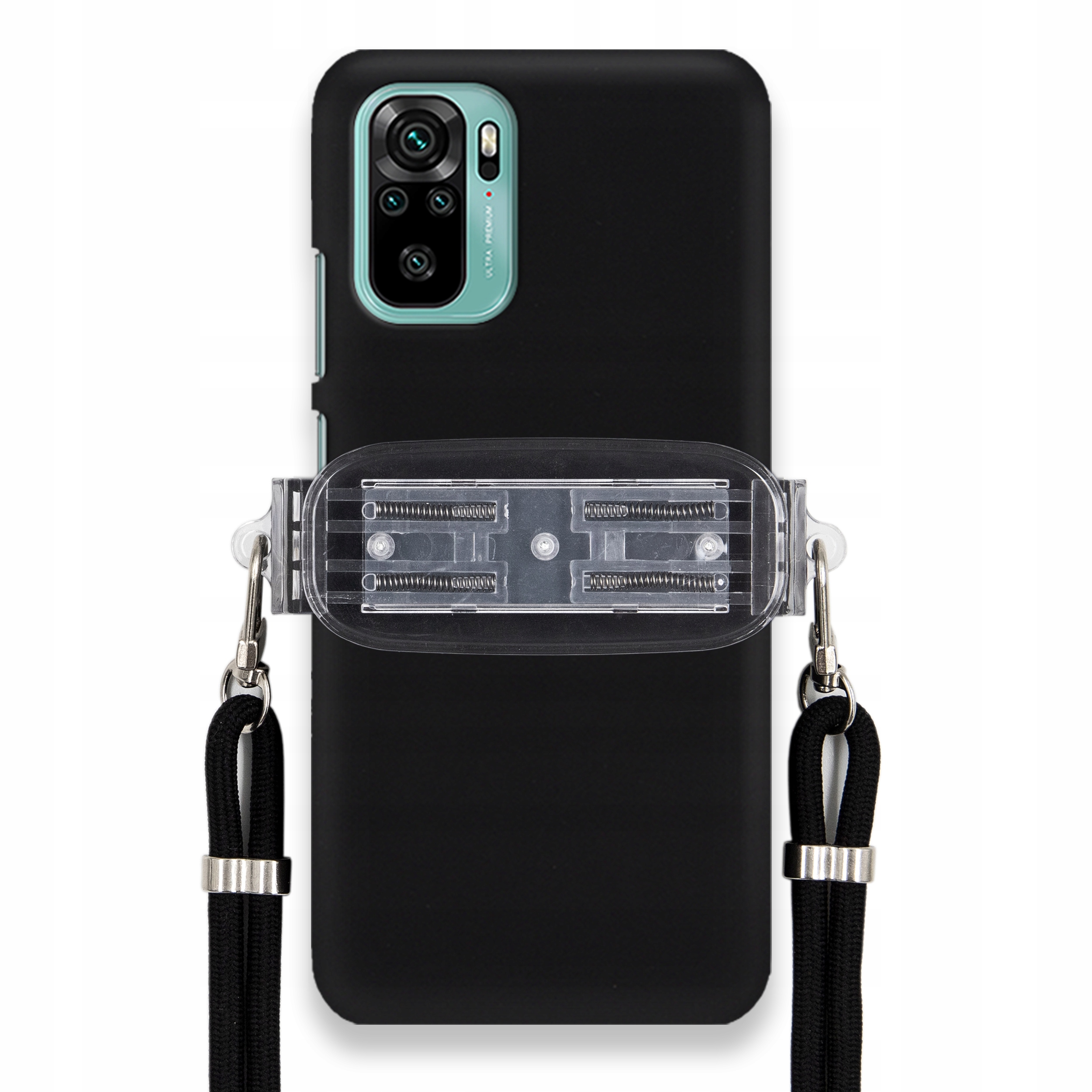 Puzdro Pre Xiaomi Redmi Note 10S Smooth Case Univerzálny Držiak Čierna Šnúrka