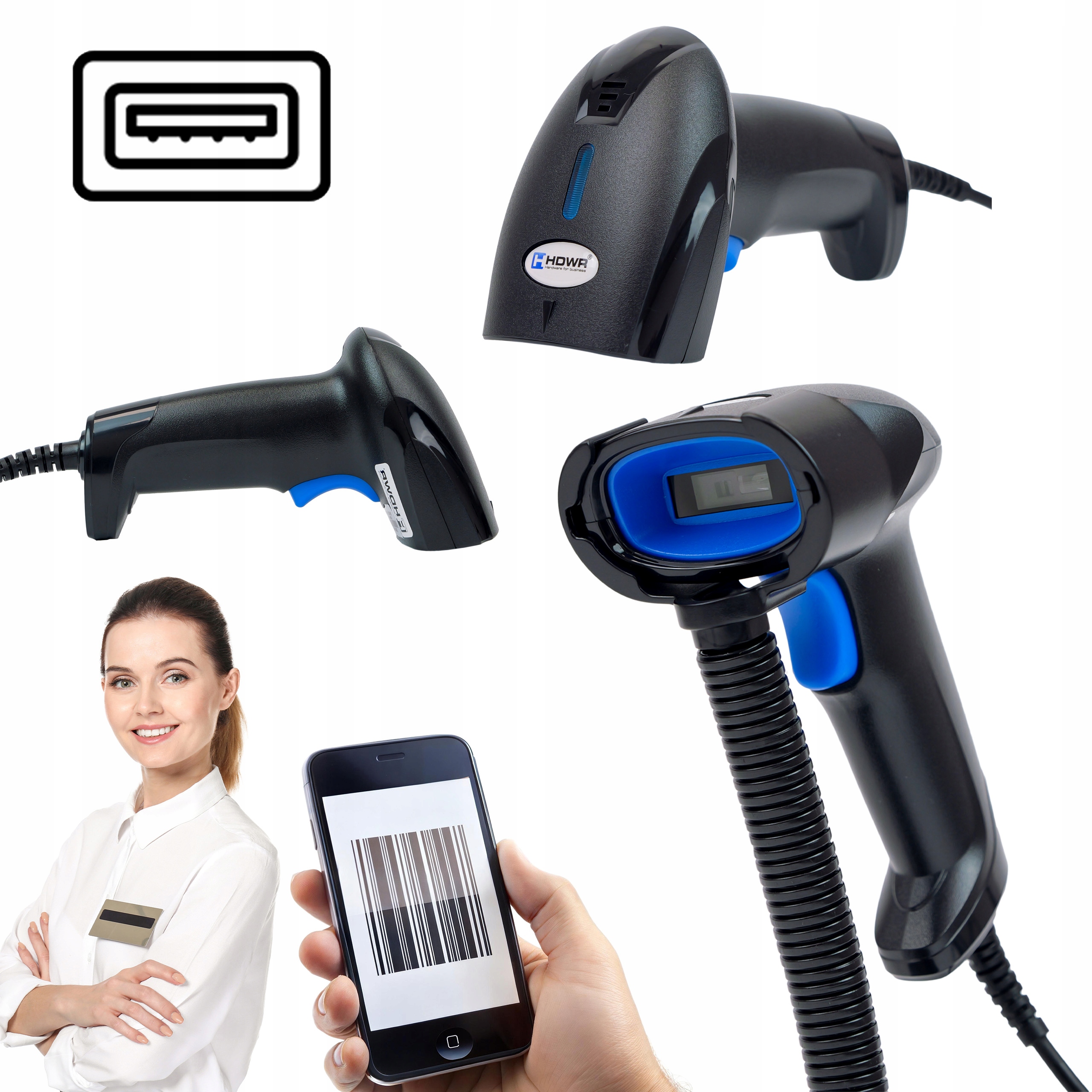 Čtečka Čárových Kódů S Podstavcem Automatická IP54 Čtení Z Obrazovky Usb