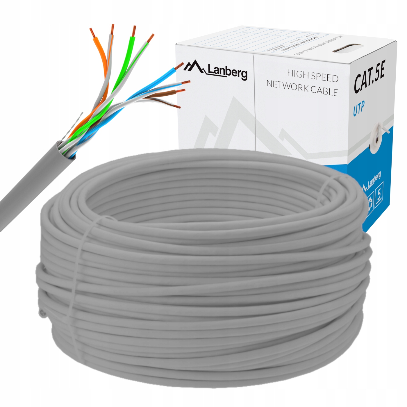Kabel Sieciowy Przewód Skrętka KAT.5E CAT.5E 100M Cu 100% Miedź Lanberg