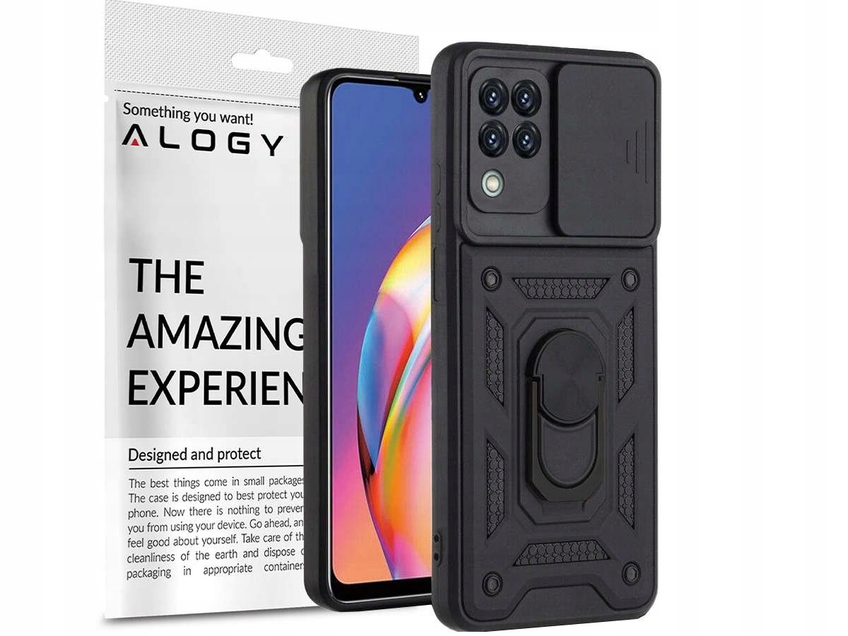 Pancerne etui z osłoną aparatu Alogy Stand Ring Armor do Galaxy A22 4G