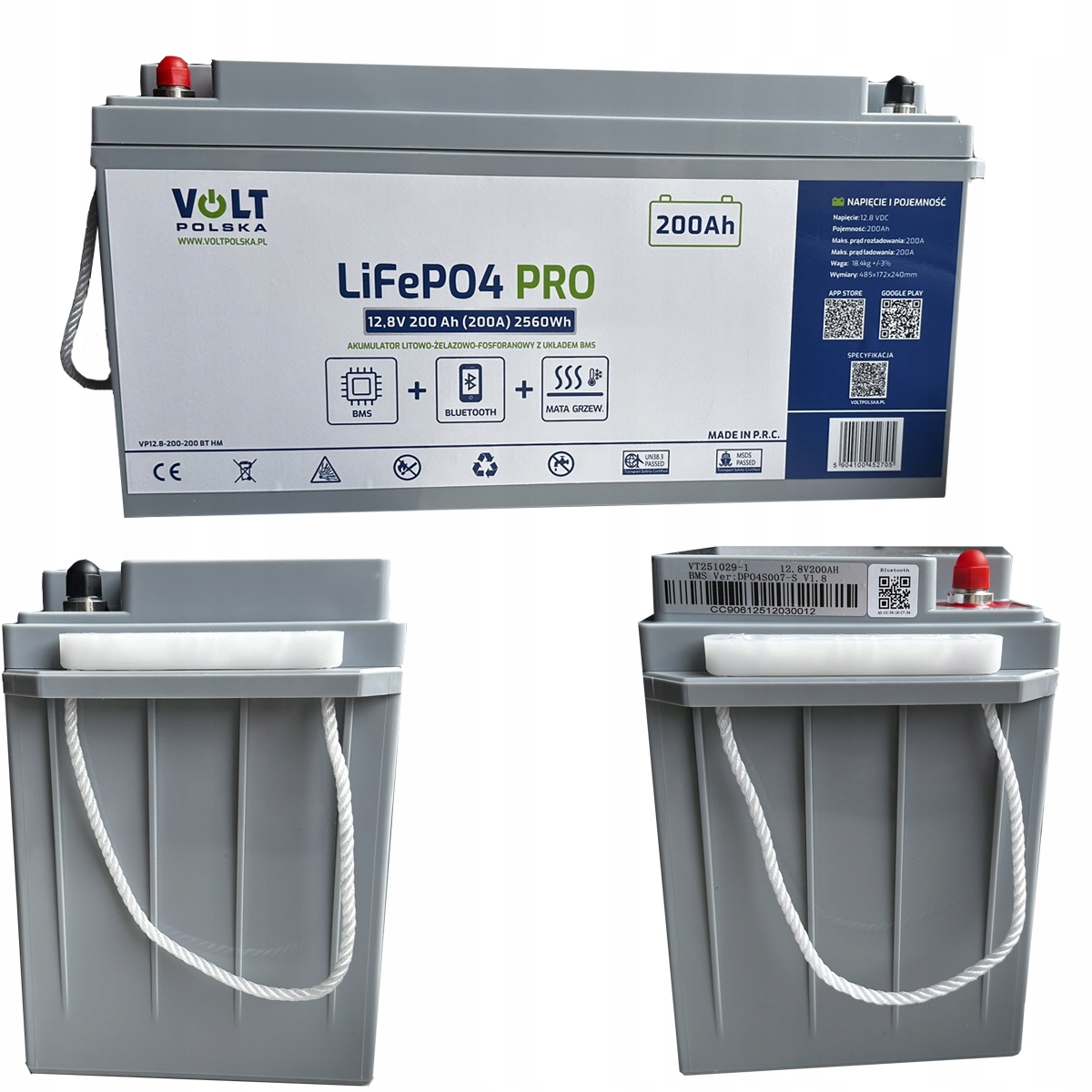 Akumulator LiFePO4 Bms Do Łodzi Kampera Paneli Mata Grzewcza 200Ah 12V 200A