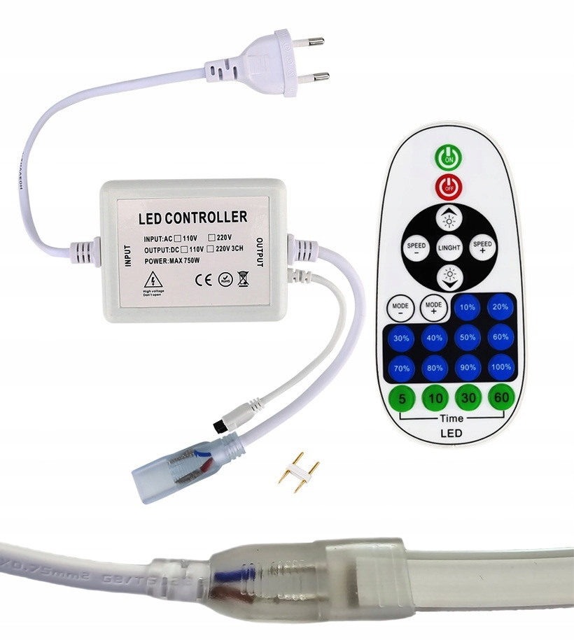 Napájecí Stabilizátor Pro Led Pásek Neon 230 Zástrčka Ovladač Dálkový Ovladač Ir