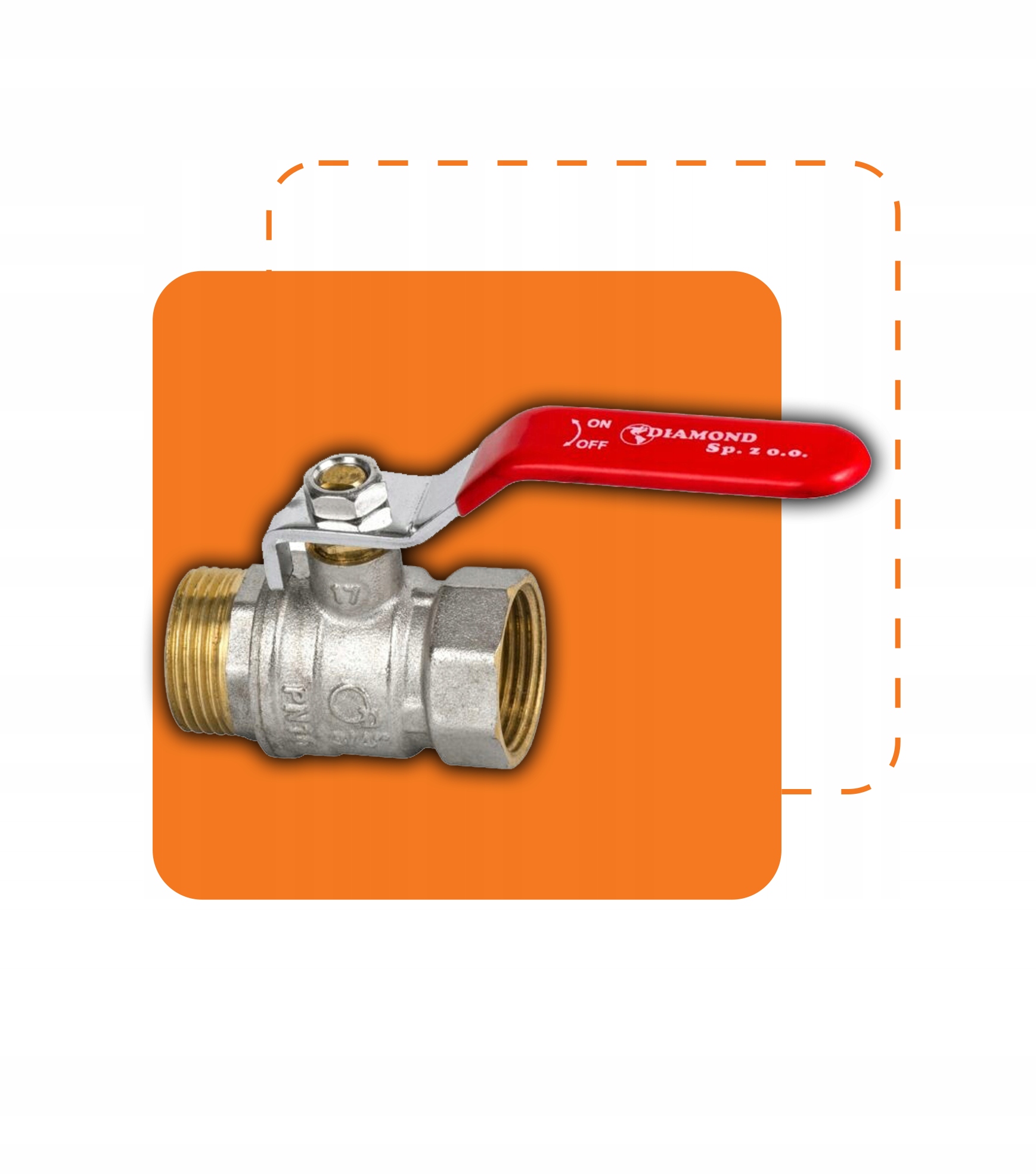 ZAWÓR KULOWY 1/2" GW GZ DN 15 DŁAWIK RĄCZKA MOSIĘŻNY KUREK DIAMOND Marka DIAMOND