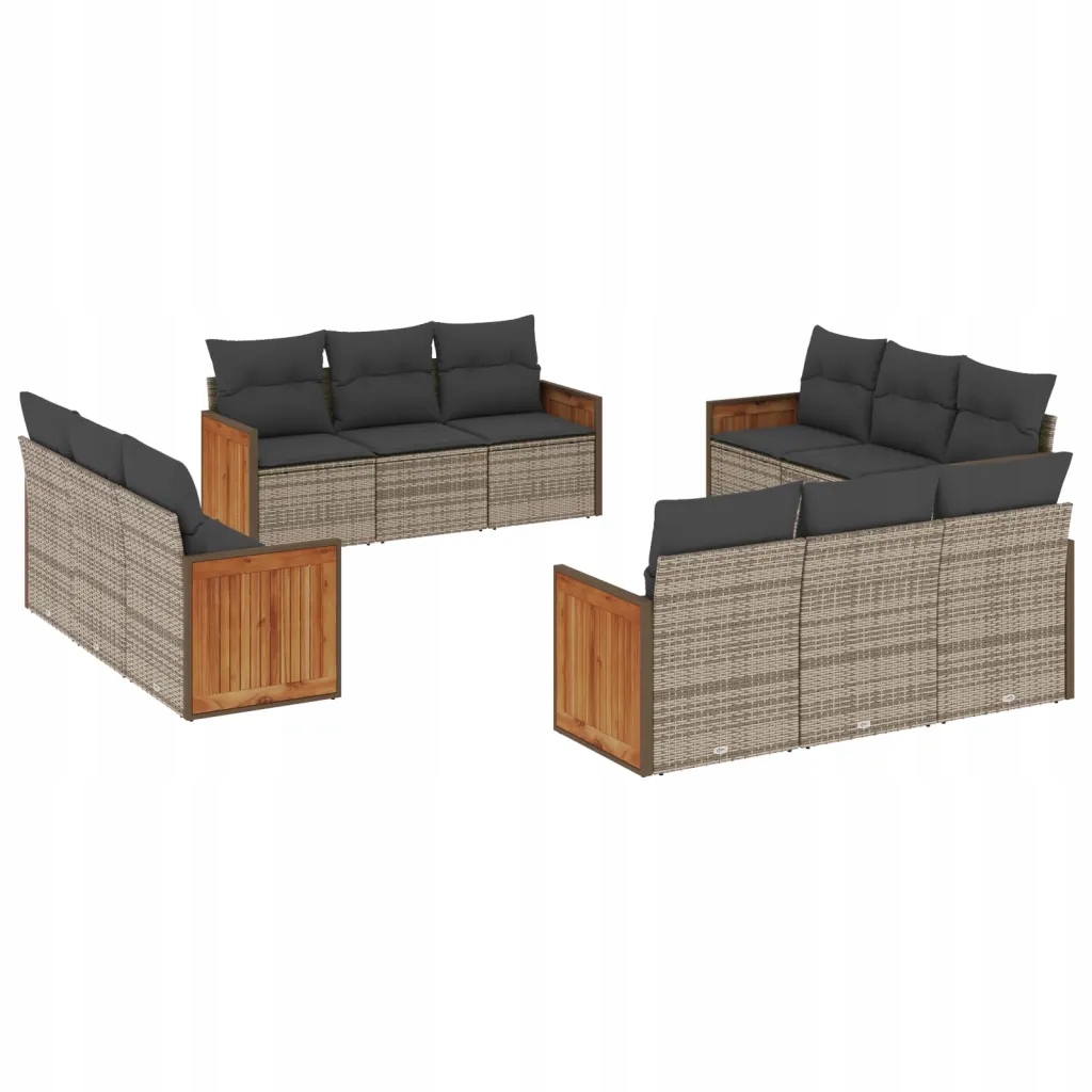 Modulární zahradní nábytek set šedý Pe ratan 55 x 62 x 69 cm