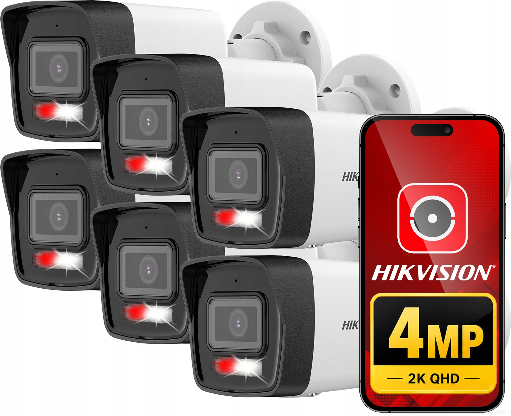 Sada 6 kamer Ip 4MPX tubusová Hikvision 2.8 mm Venkovní DS-2CD1041G2-LIU