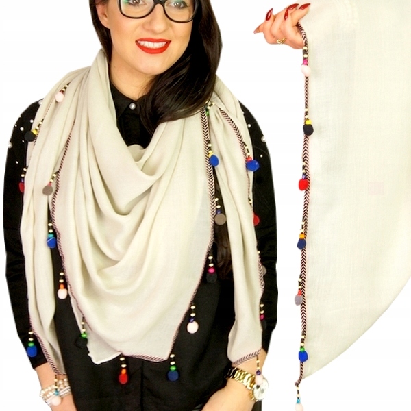 

Modna Chusta szal apaszka z Frędzlami Boho Wiosna