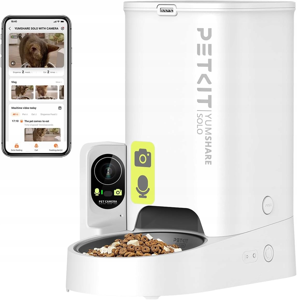 Dávkovač Automatického Krmiva Wifi 3L S Hd A Audio Kamerou