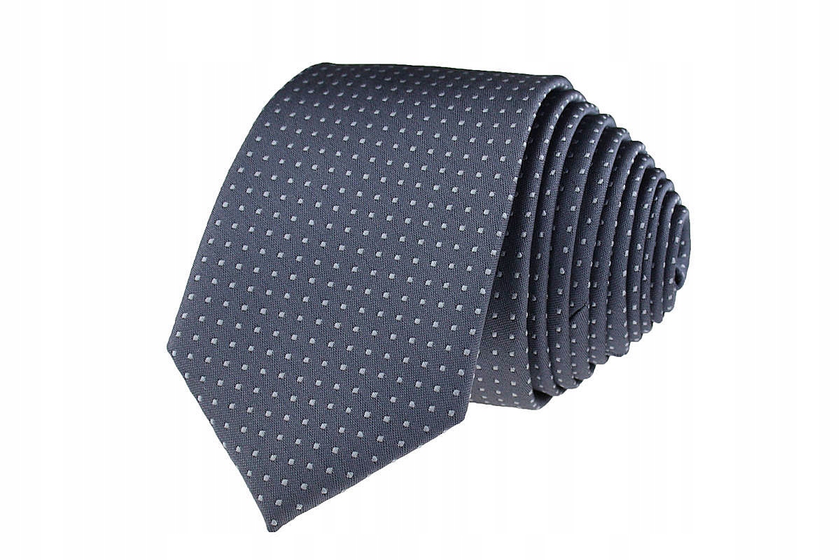 WĄSKI KRAWAT SLIM 6 cm SZARY W KROPKI