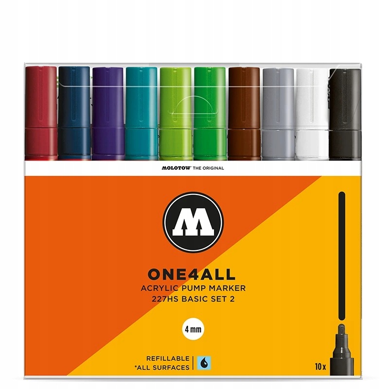 Akrylové fixy Molotow One4All 227HS 4 mm, 10 ks základní B