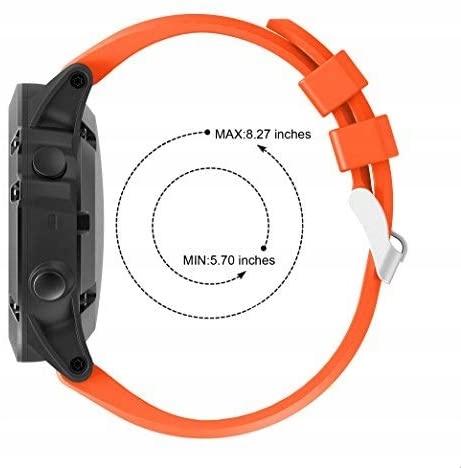 POMARAŃCZOWY Silikonowy Pasek Garmin FENIX 5X PLUS Marka Tech-Band
