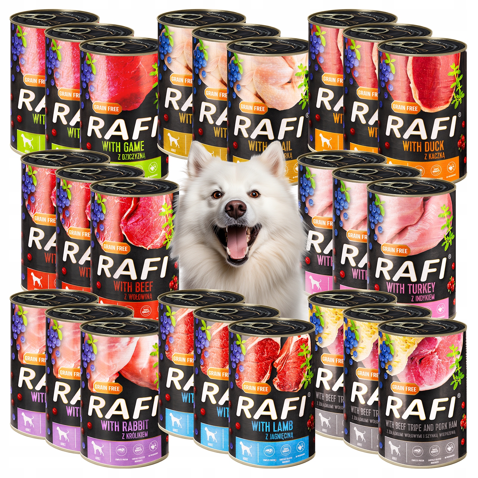 Dolina Noteci Rafi Adult Mokra Karma Bez Zbóż Puszka MIX Smaków 24 x 400G