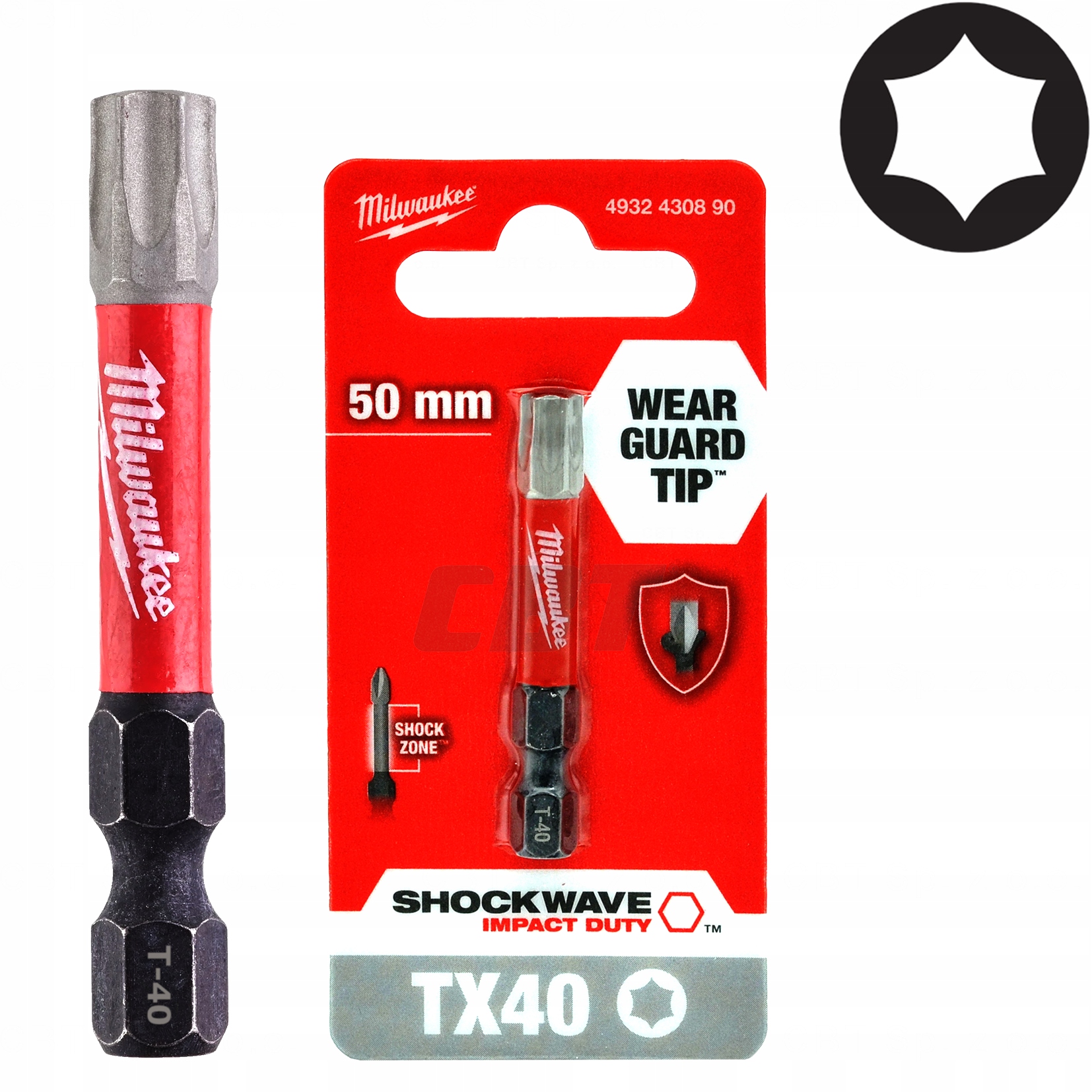 

Bity Udarowe TX40 50mm 1szt Shockwave Milwaukee