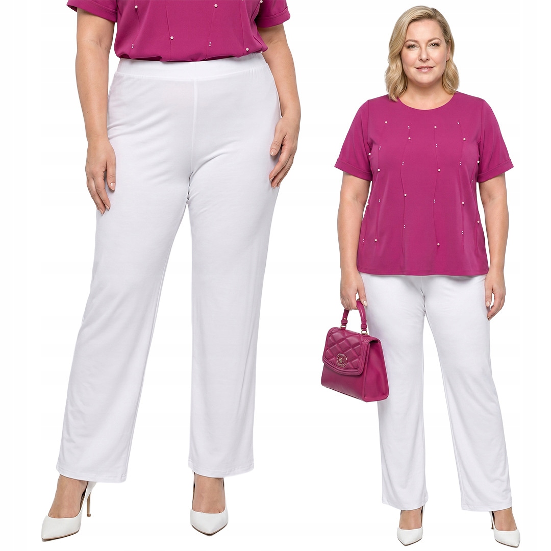 Bílé společenské kalhoty plus size velikost 58