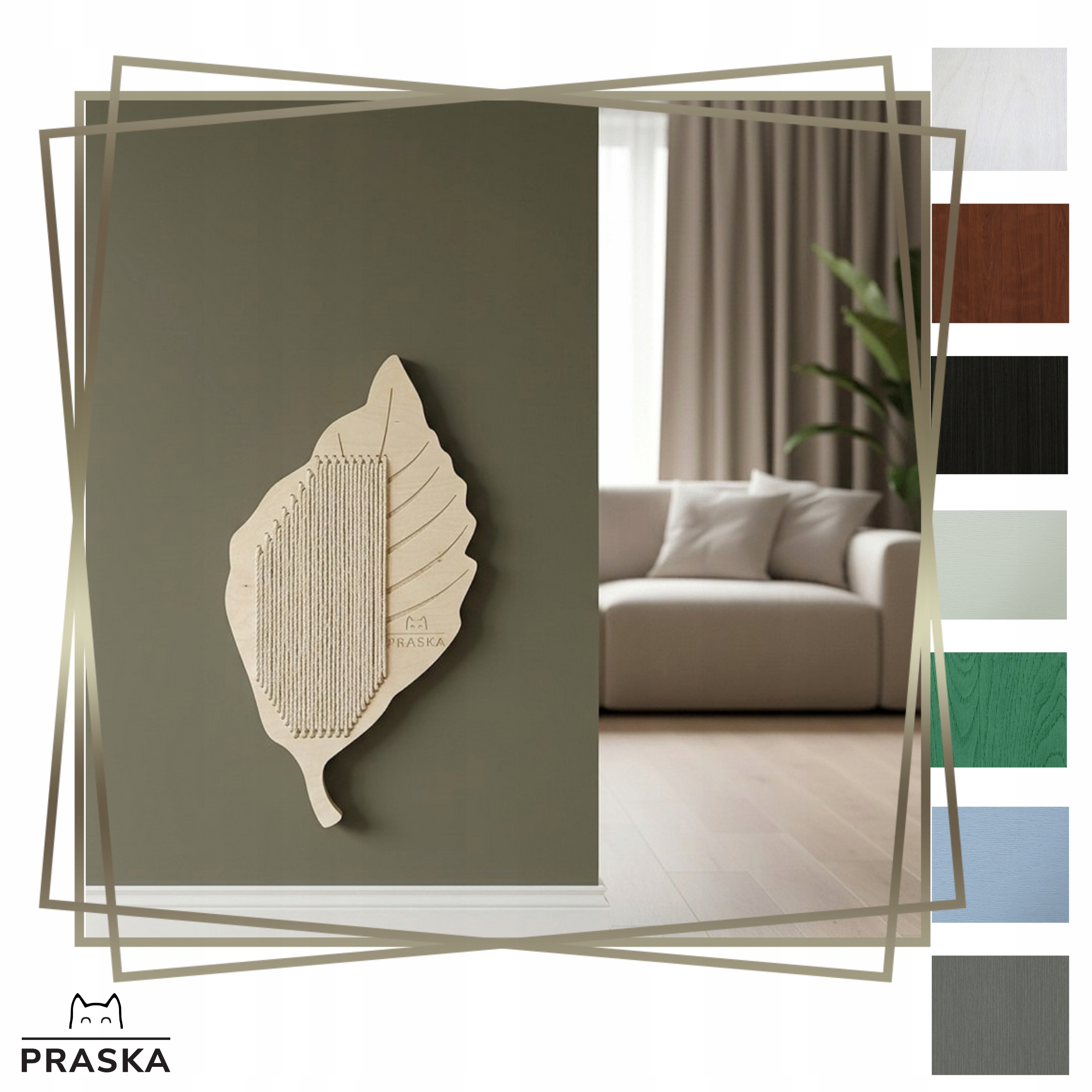 Levně Praska Škrabadlo na zeď List pro kočky polská výroba překližka Barva