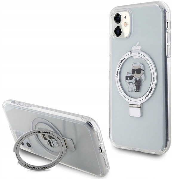 Etui Karl Lagerfeld Ring Stand Karl&Choupette MagSafe iPhone 11/Xr białe