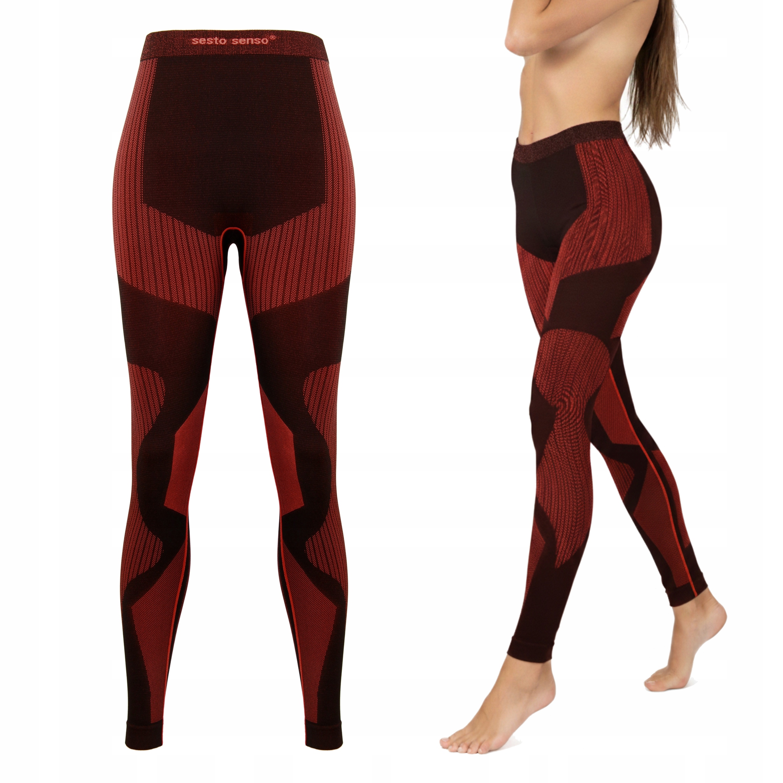 Sesto Senso Damskie leginsy termoaktywne XL Fiery Coral