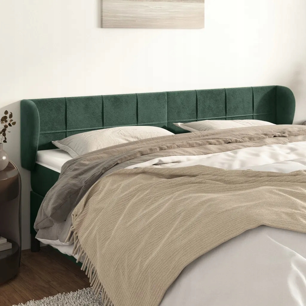 Čelo postele typu ušák tmavě zelené 163x23x78/88 cm samet Zelená 3117201