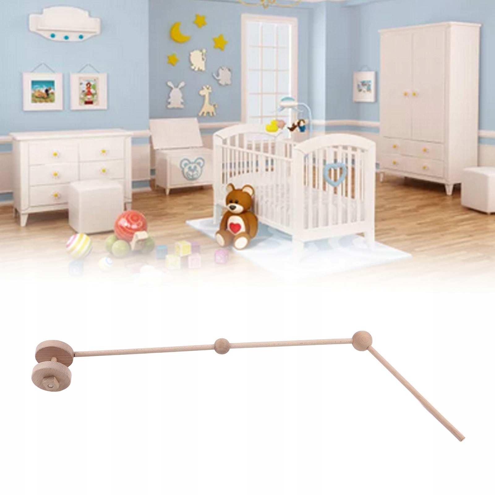 RUCHOMY UCHWYT DREWNIANY DO ŁÓŻECZKA Wiek dziecka 2 lata +