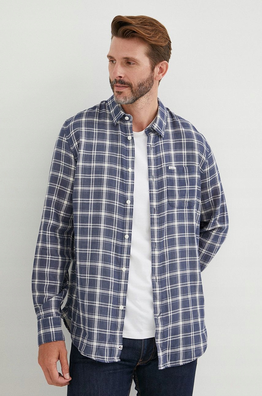 Pepe Jeans Pánská Kostkovaná Košile Modrá S P9I