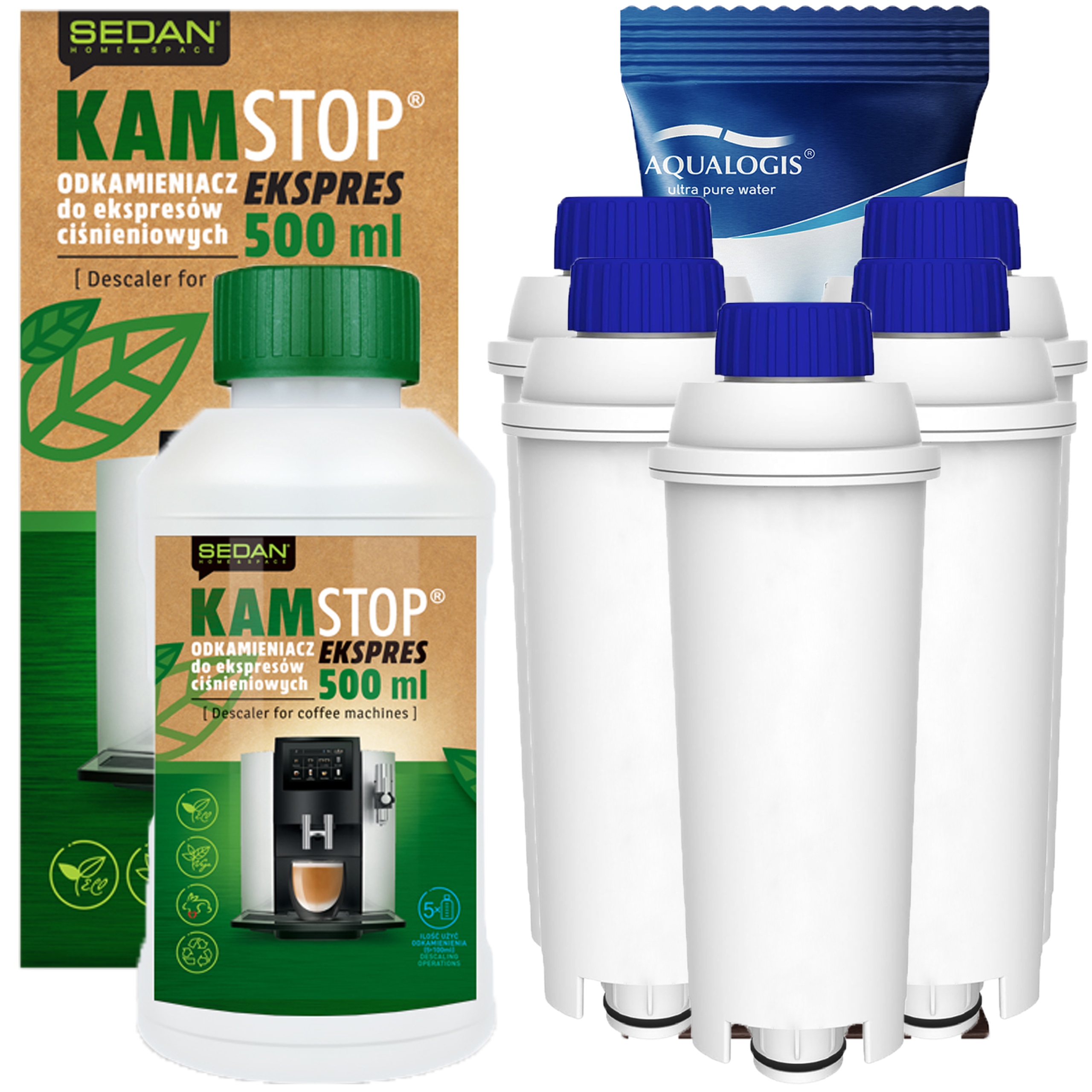 5x Filtr do kávovaru Delonghi náhradní+náhradní odvápňovač Delonghi 500
