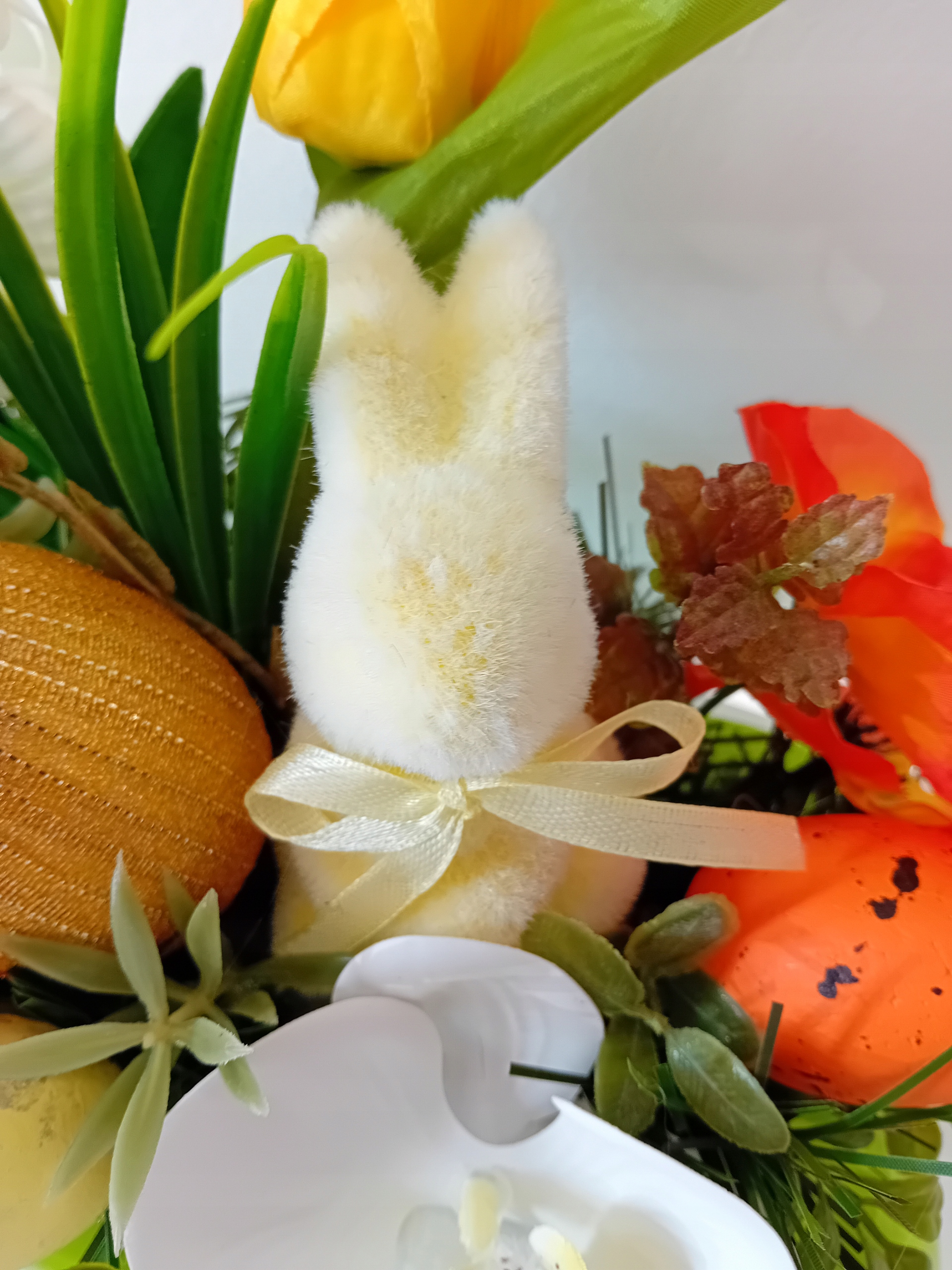 STROIK WIELKANOC GLAMOUR DEKORACJA WIĄZANKA CMENTARZ ZAJĄC IKEBANA WIOSENNY Materiał inny