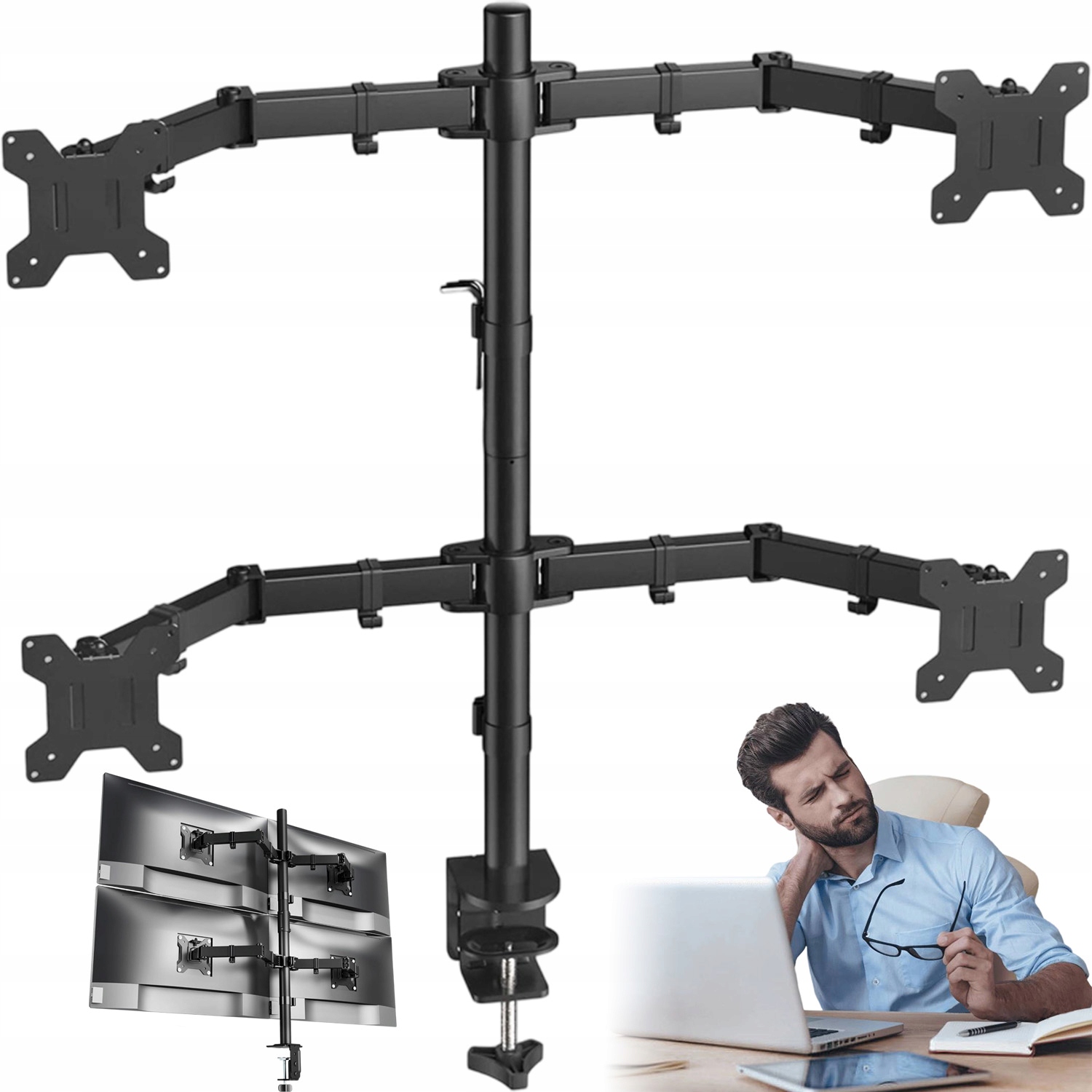 Držák Monitoru Vesa 75X75 100X100 4MONITORY Nastavitelný Držák