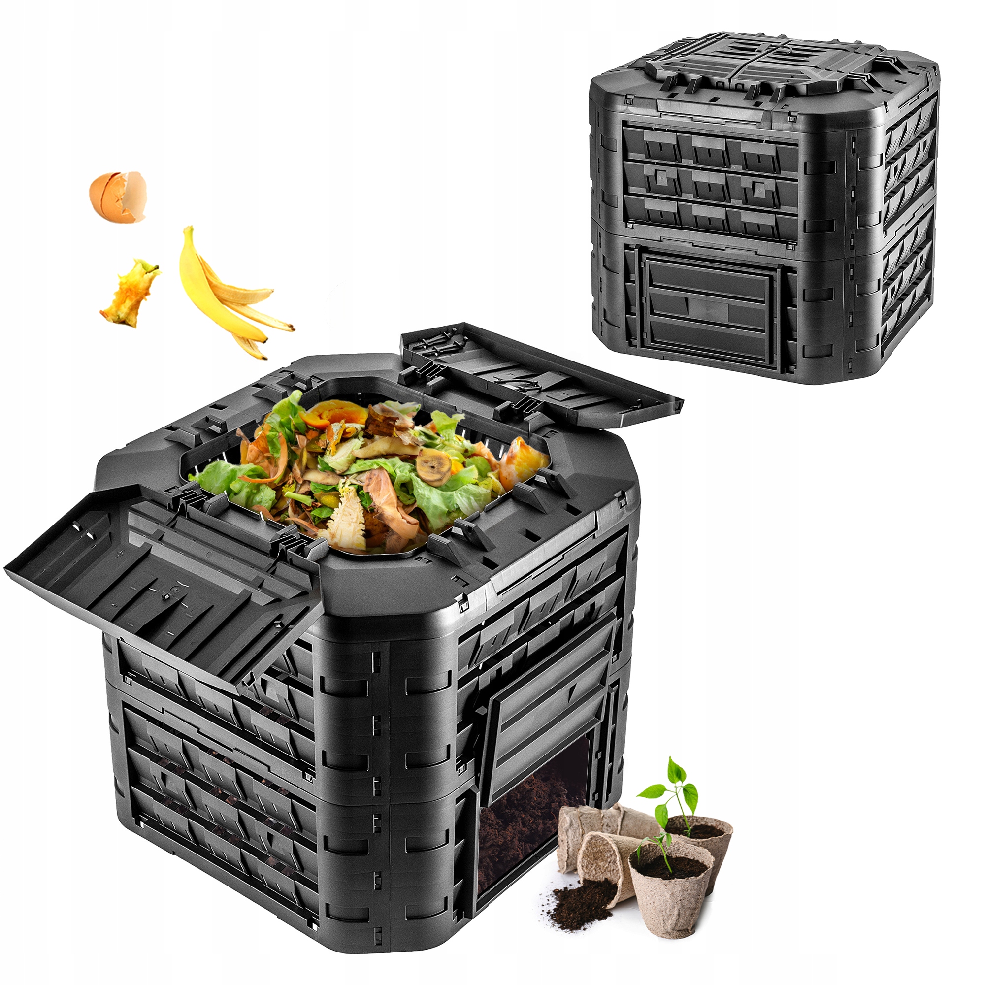 Veľký Záhradný Kompostér, Modulárny, Celoročné Mrazuvzdorné Hnojivo 650 L
