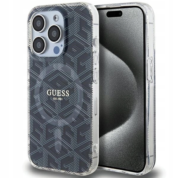 Pouzdro Guess IML GCube MagSafe na iPhone 15 Pro Max černé