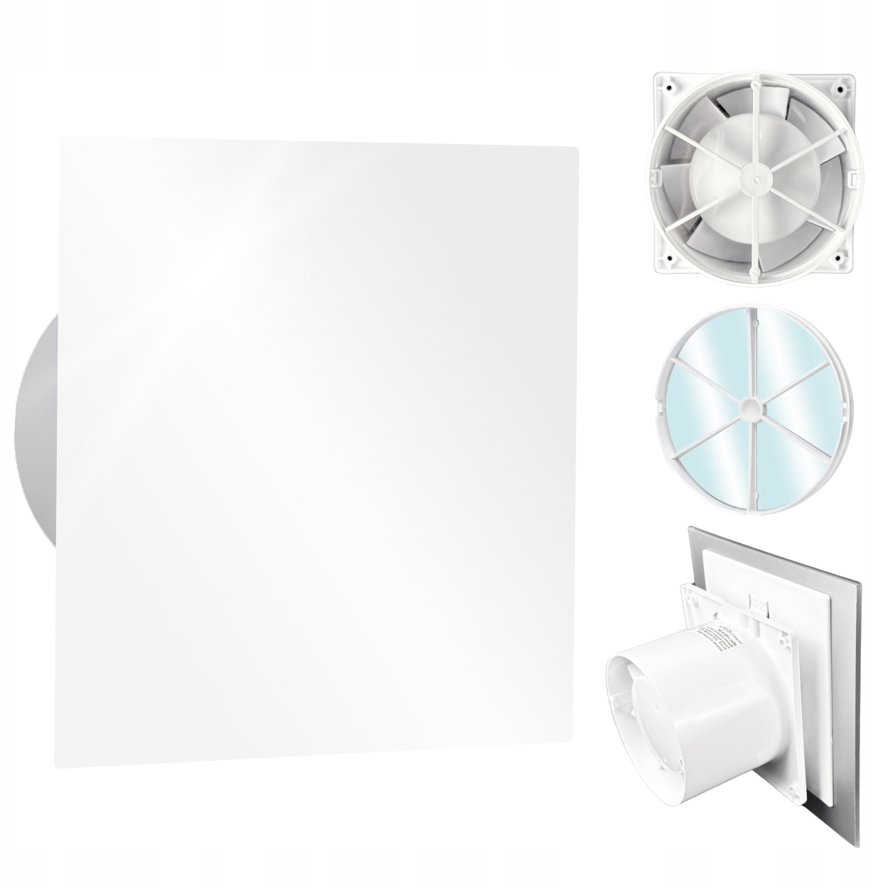 Koupelnový ventilátor dRim fi100 Zpětný Ventil Přední Strana Pp Bílý lesk