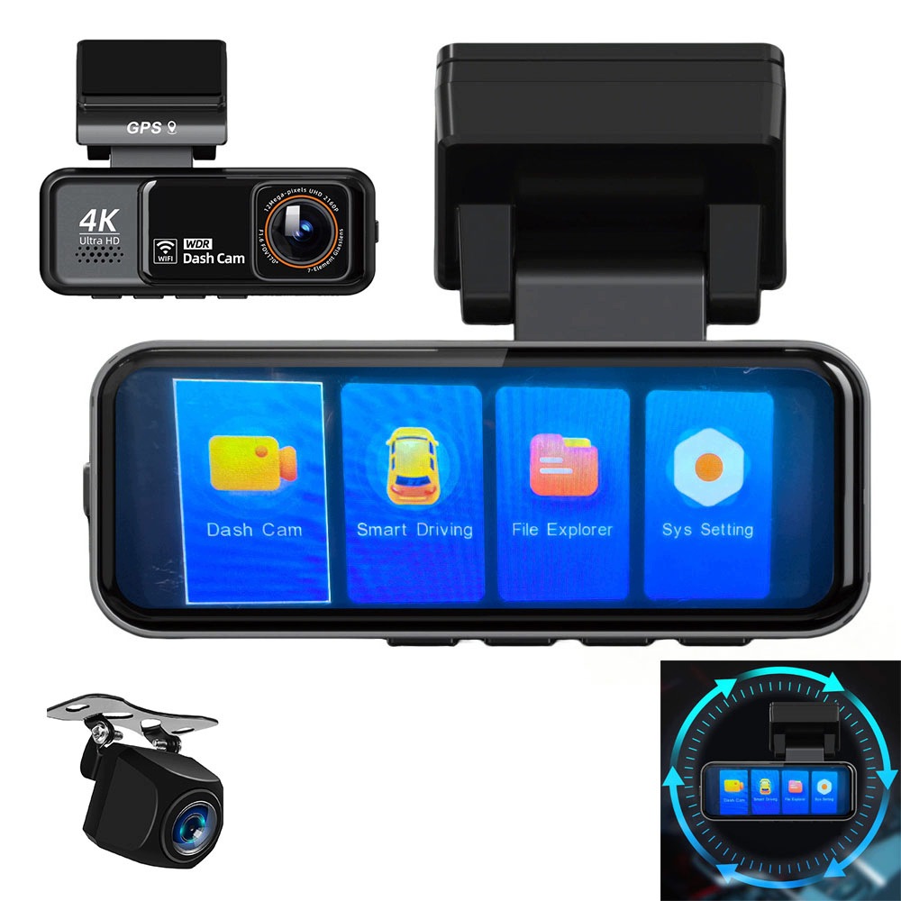 4K Gps WiFi automobilový videorekordér, predná zadná kamera Adas G-Sensor