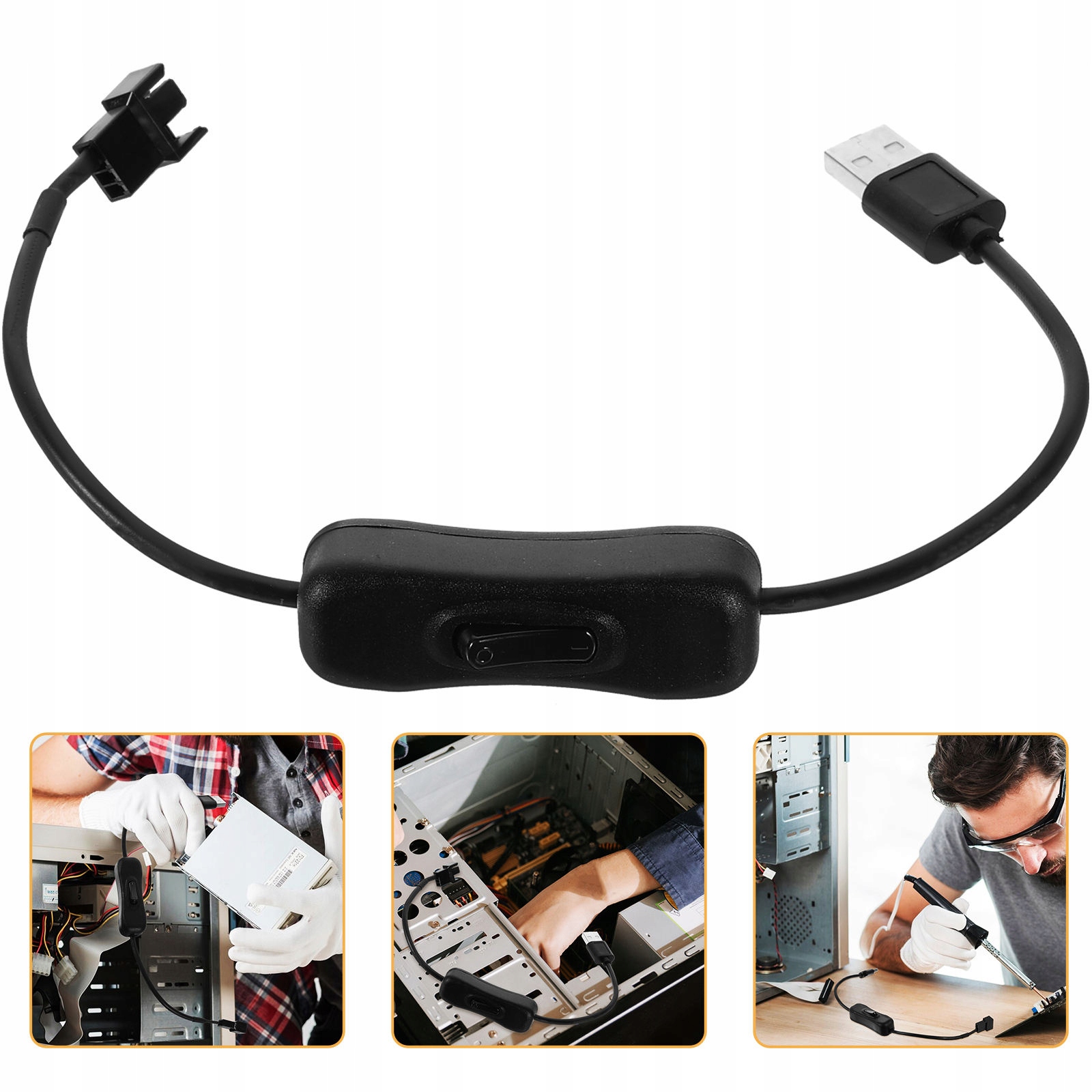 ŁATWY W MONTAŻU KABEL USB DO WENTYLATORA 4-PIN CZARNY