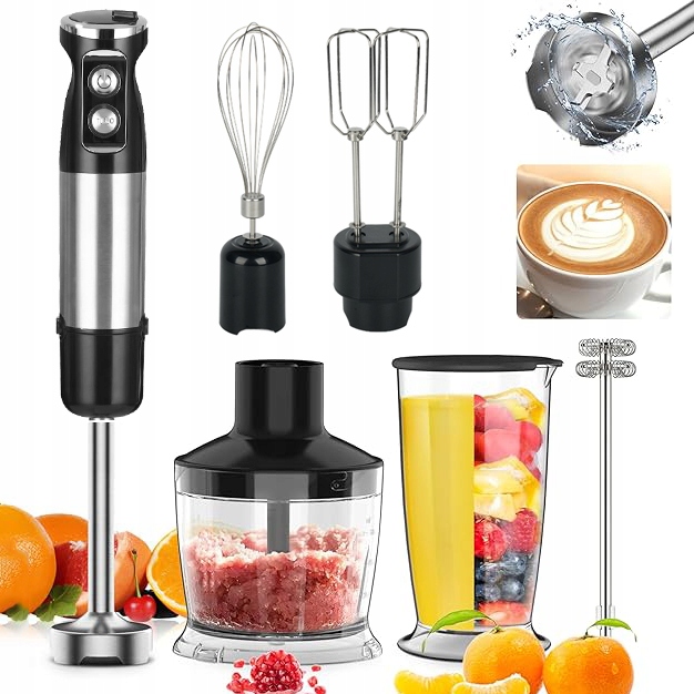 Tyčný Mixér 5 V 1 800 W 12 Rychlostí Turbo Režim, Sekák A Nádoba Bez Bpa
