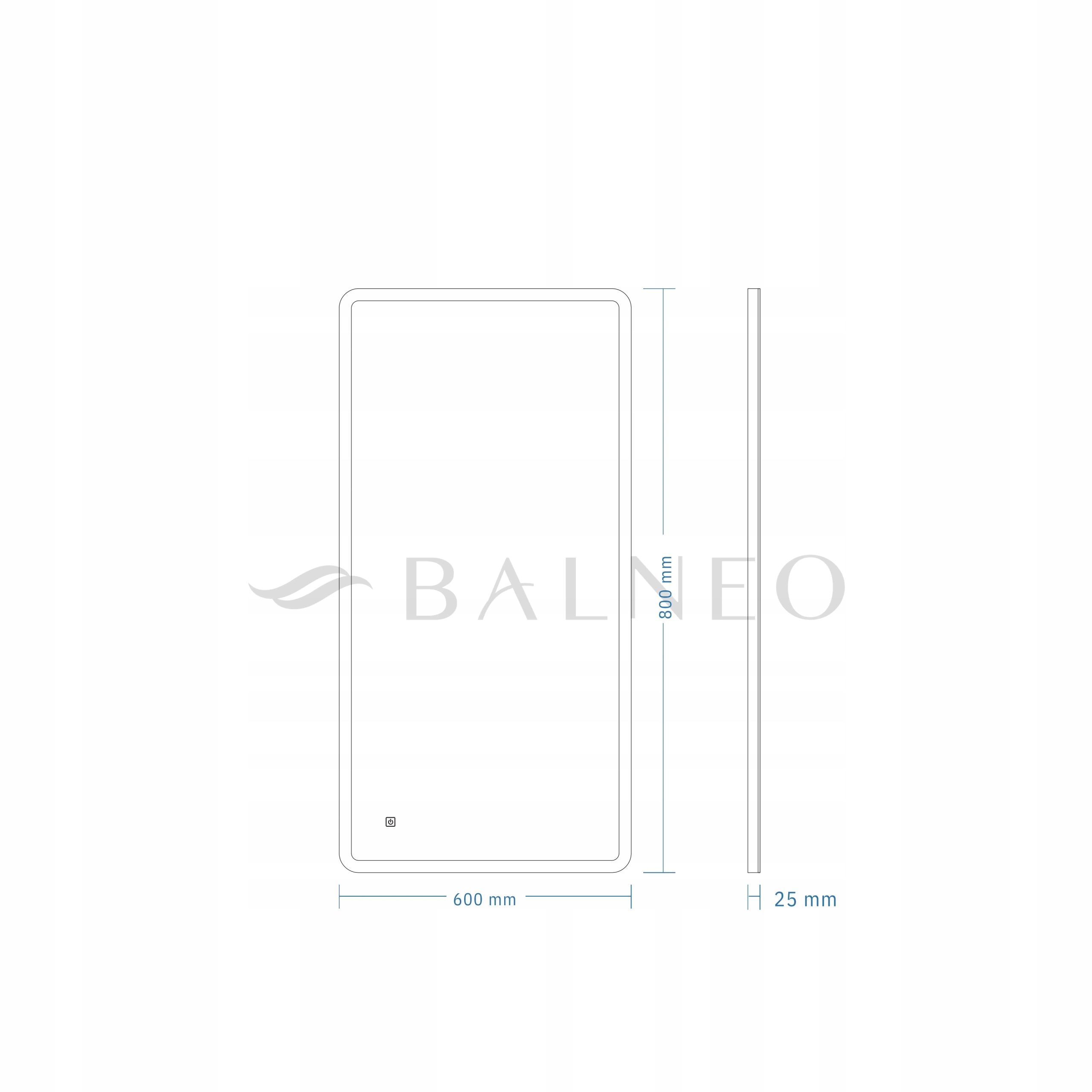 Lustro ścienne Balneo prostokąt 60 x 80 mm Szerokość 60 mm