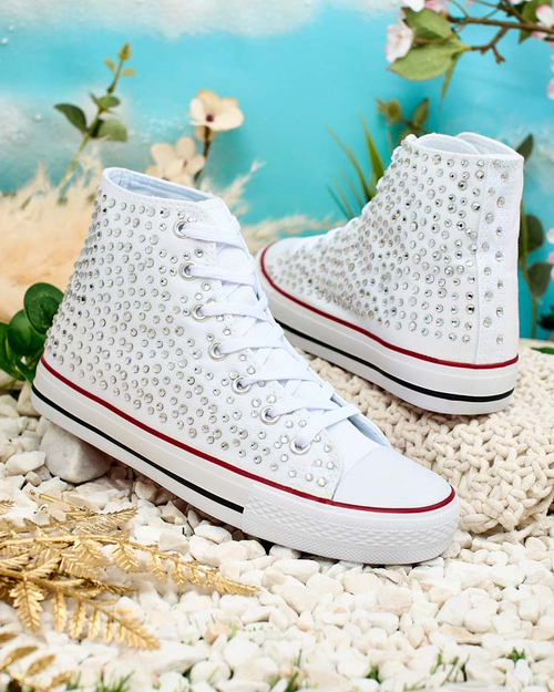 BIAŁE TRAMPKI Z CEKINAMI DAMSKIE SZIS 38 • Cena, Opinie Allegro