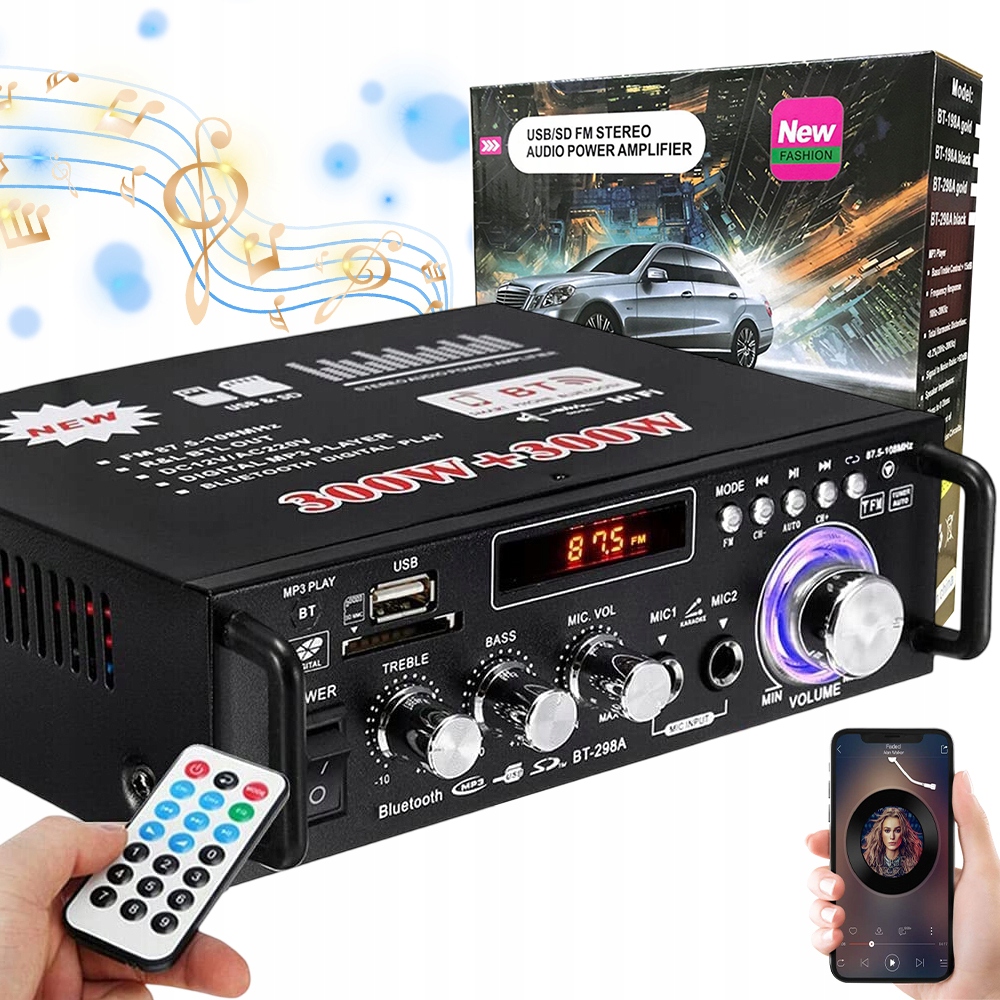 Digitální Zesilovač Výkonu 600 W Stereofonního Zvuku Bluetooth 5.0 Mpx