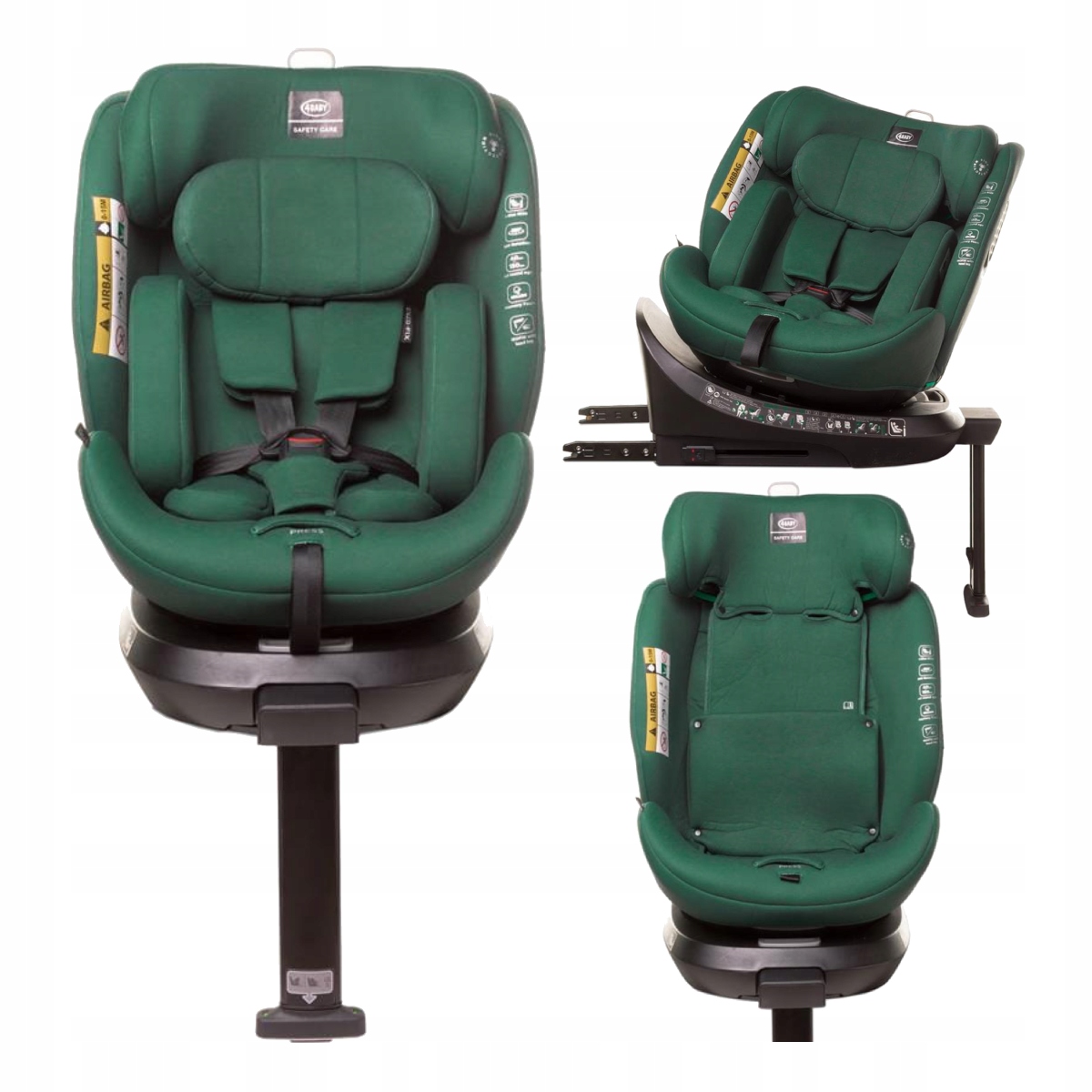 4BABY Fotelik Z Bazą Isofix Enzo-fix Obrotowy 360° Dla Dziecka 0-36 Kg Rwf