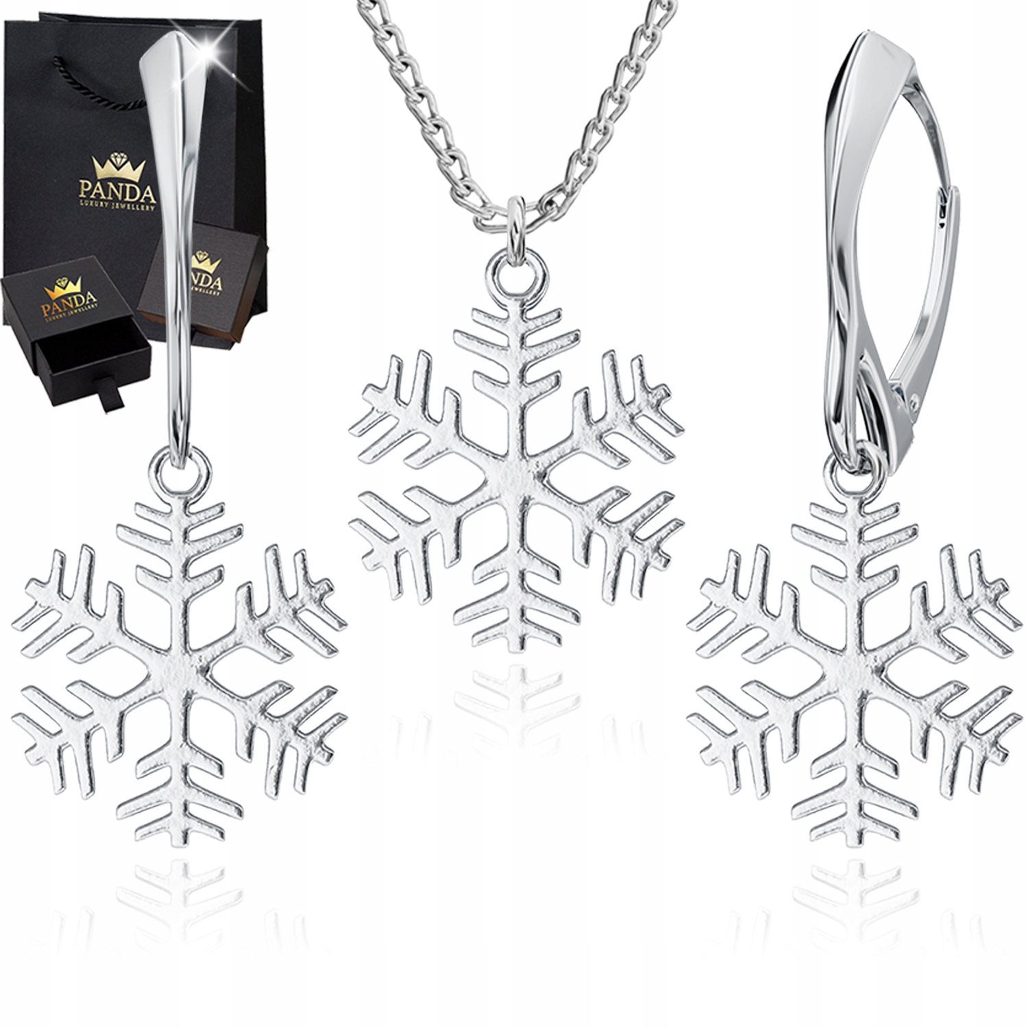 Sada stříbrných šperků Sněhové Vločky 925 Vánoce Dárek Mikuláše pro děti