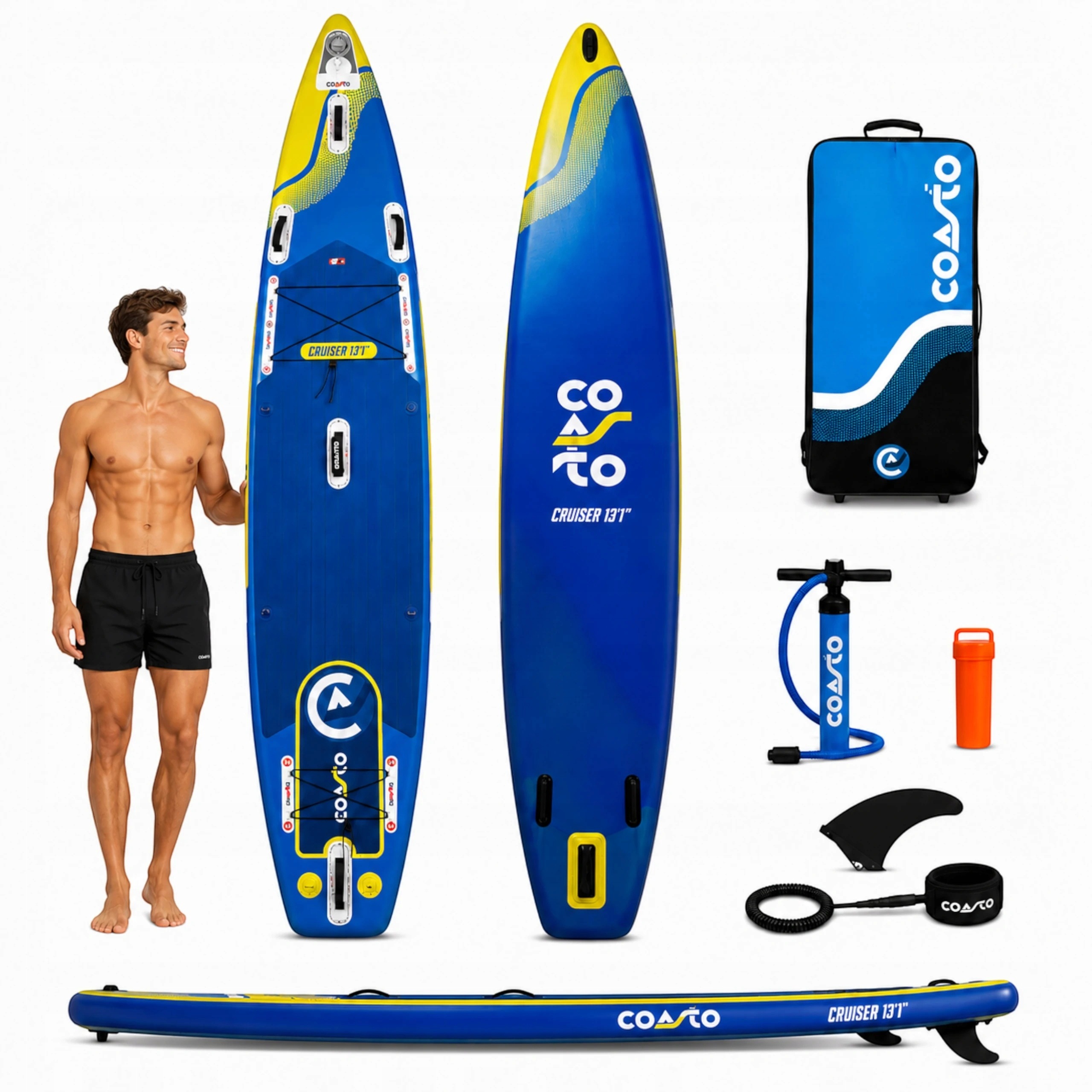 Sup Deska Coasto Cruiser 398 cm Pumpička Taška na kolečkách Set 6v1 Kajak