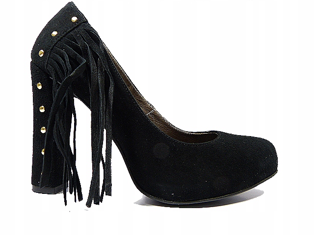 Černé kožené lodičky s třásněmi Ulmani 39