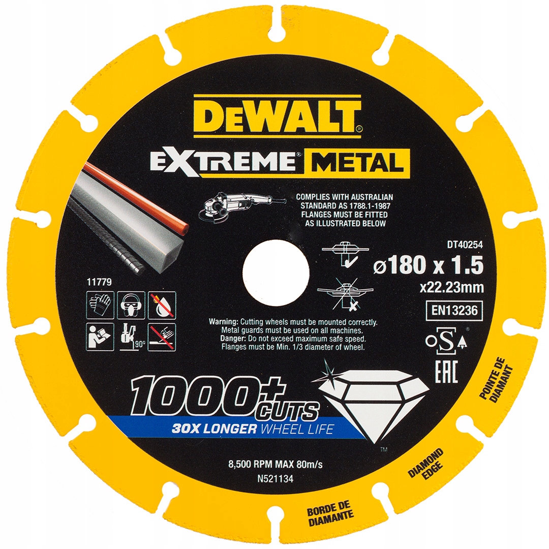 Diamantový kotouč 180x1,5 mm na řezání kovu Extreme Metal DeWALT DT40254