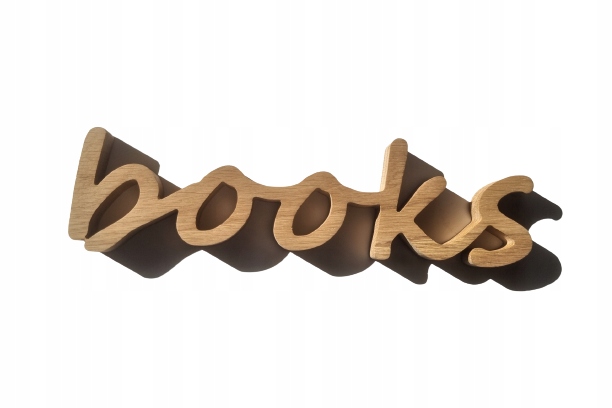 

Drewniany napis books, dąb, dębowy, z drewna, 10cm