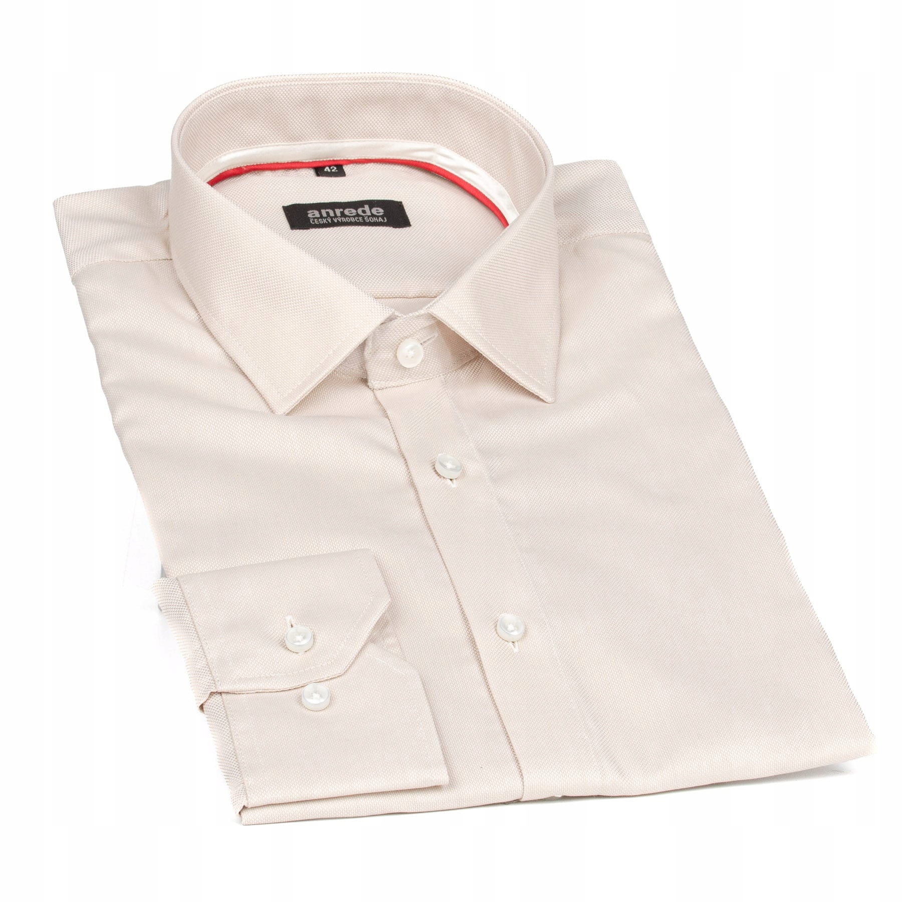 Luxusní pánská košile Anrede Šohaj Strážnice, béžová režná 6914 Es, dlouhý…