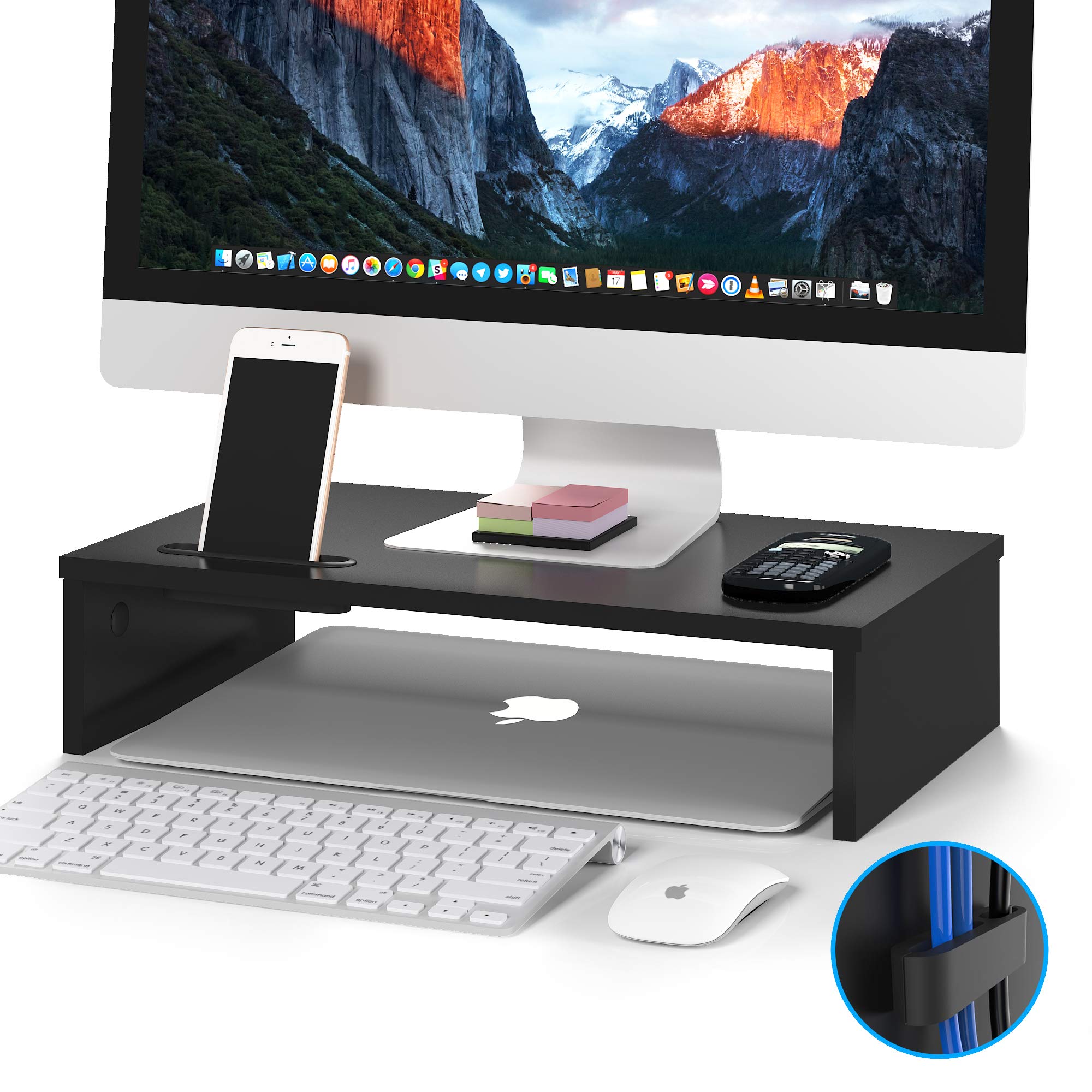 BONTEC Stojak Pod Monitor Ergonomiczny Z Uchwytami Na Telefon Laptop PC