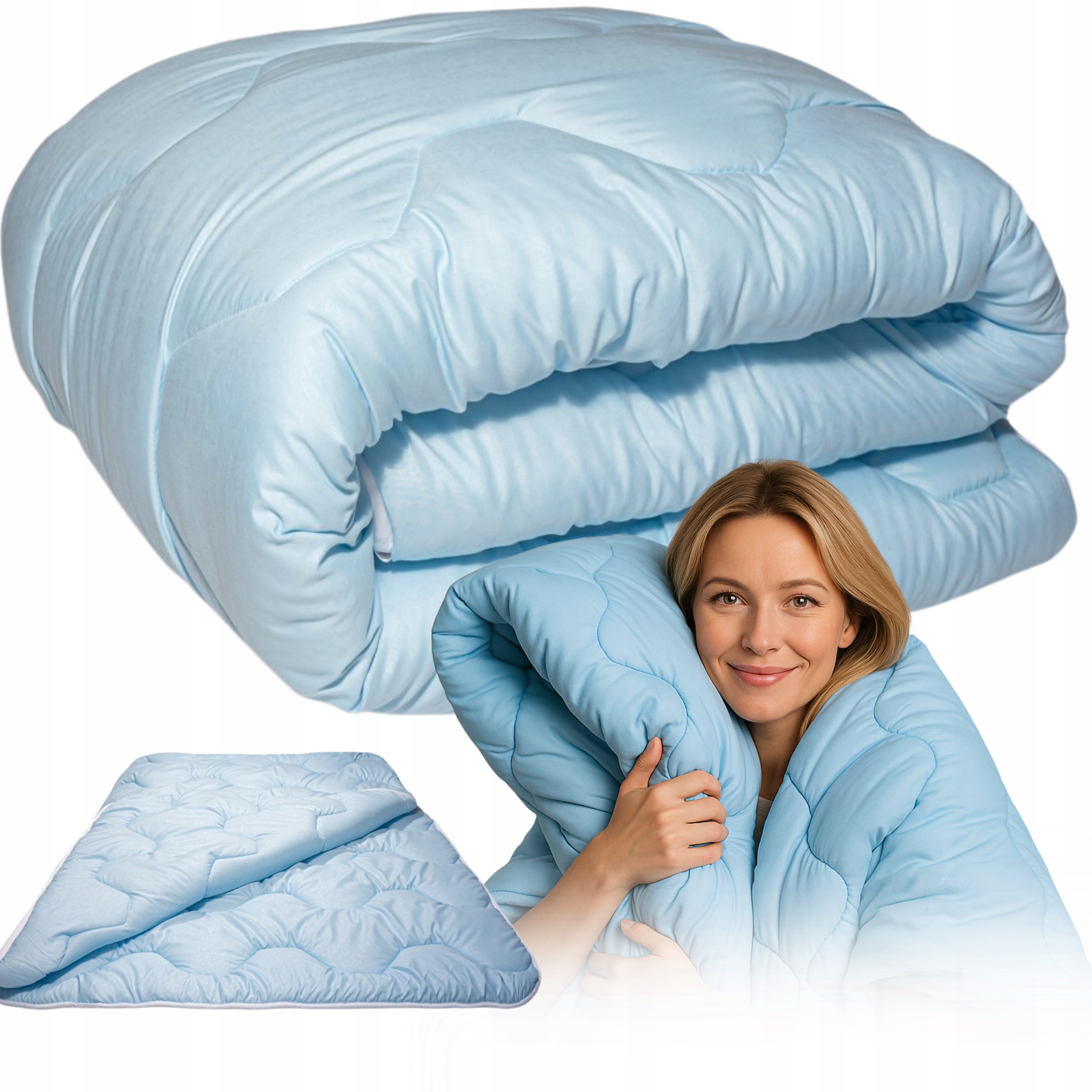 Celoroční Přikrývka Lehká Antialergická Prošívaná 180 x 200 cm Modrá