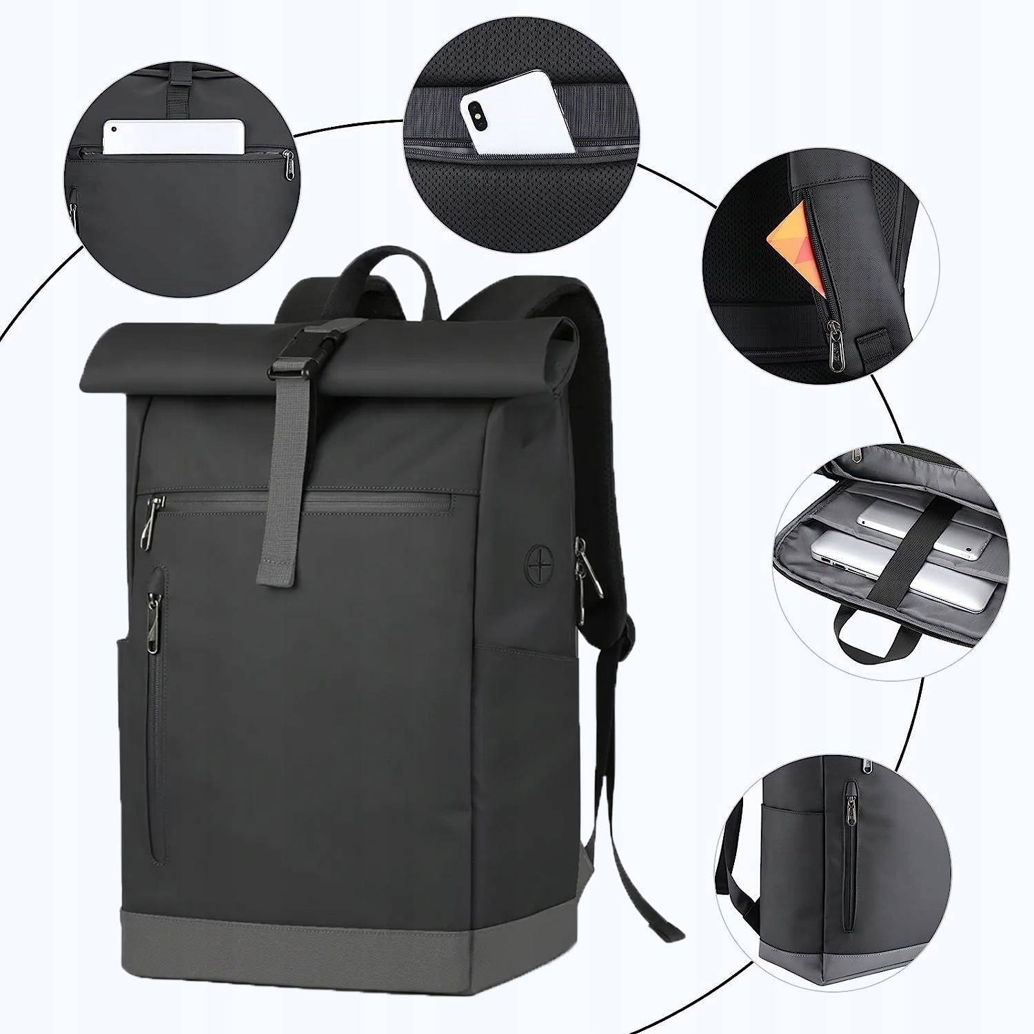 PLECAK NA LAPTOPA TORB ROWEROWY ROLL-TOP 30L DLA MĘSKI KOBIET WODOODPORNY EAN (GTIN) 882282704636