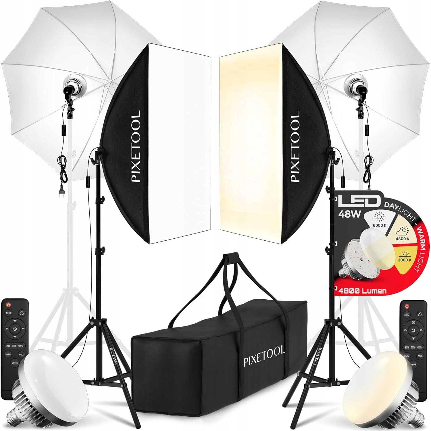 Studiový Set Fotografický Softbox Stativy Deštníky Pixetool